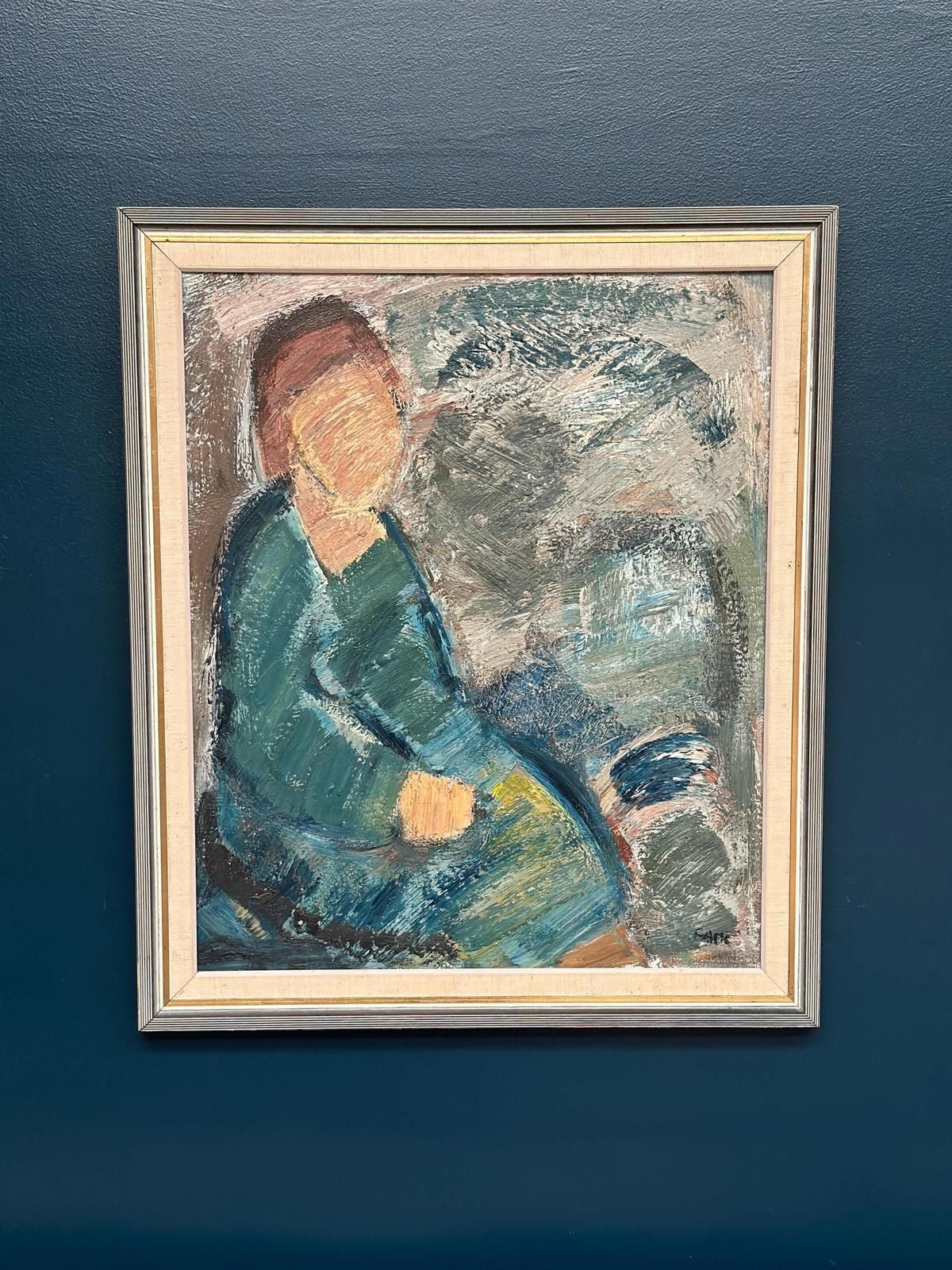 Original Mid Century Swedish Oil On Canvas – “Woman” By Gösta Falck – Vintage & Framed – 71 × 84 Cm (28" × 33.1")