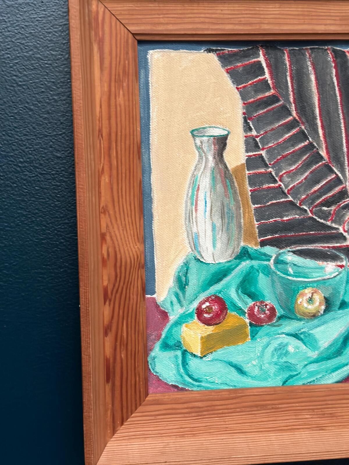 Original Swedish Oil On Panel – “Still Life With Fruits And Vase” By Sune Lindahl – Vintage & Framed – 30 × 35 Cm (11.8" × 13.8") photo 205.0