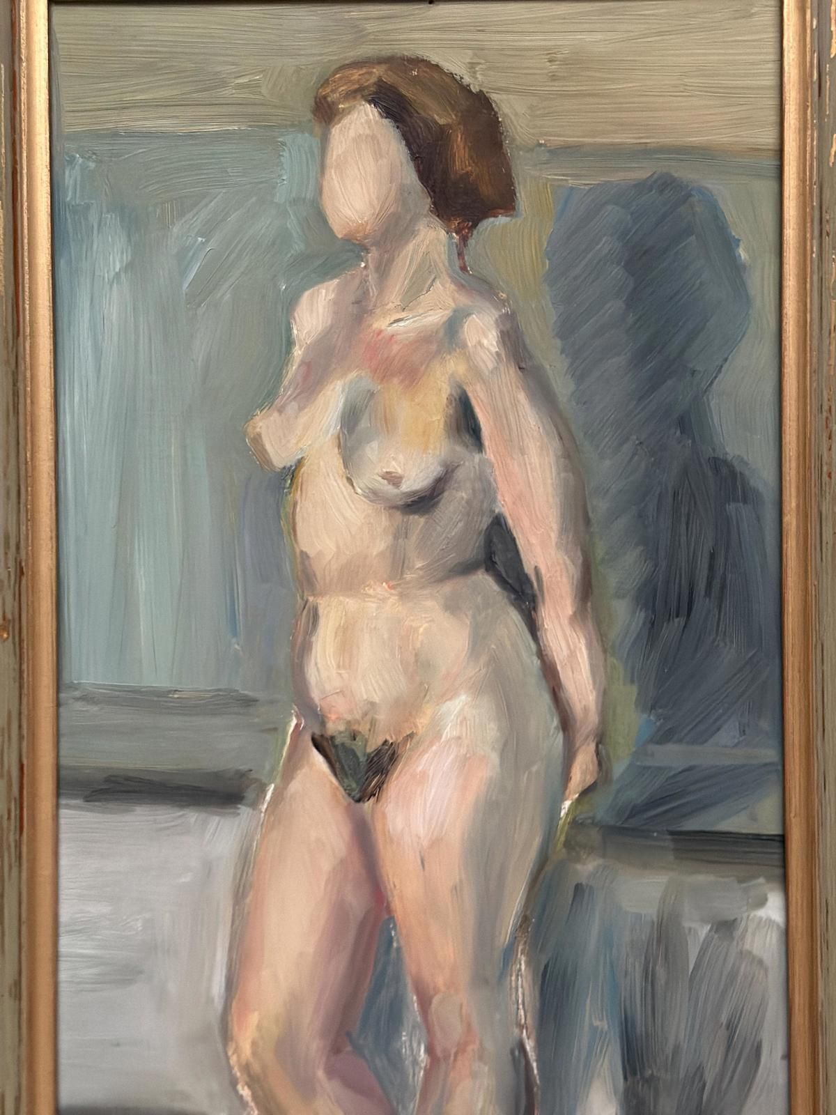 Original Mid Century Swedish Oil On Panel – “Woman” By Gunnar Jonsson – Vitnage & Framed – 53 × 31 Cm (20.9" × 12.2") photo for sale