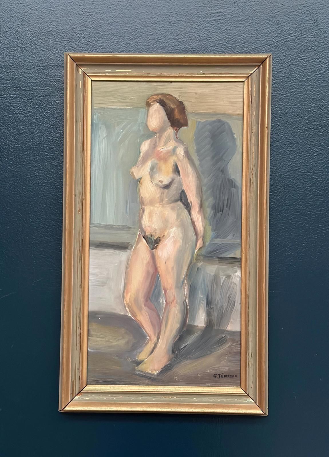 Original Mid Century Swedish Oil On Panel – “Woman” By Gunnar Jonsson – Vitnage & Framed – 53 × 31 Cm (20.9" × 12.2") photo 515.0