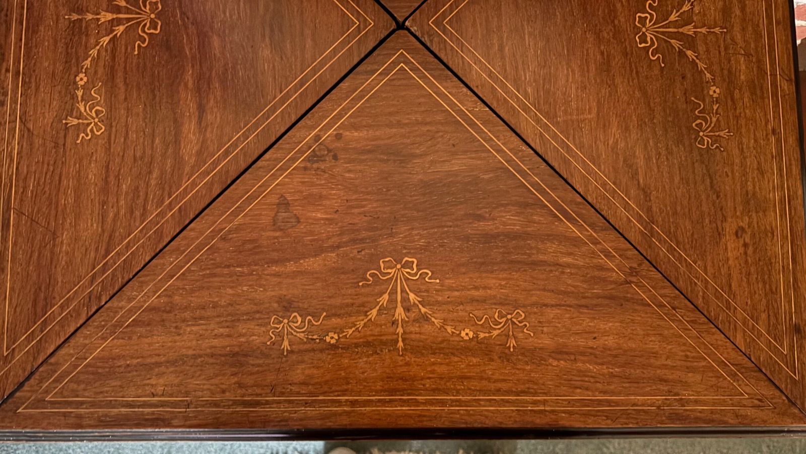 Edwardian Rosewood And Satinwood Inlaid Envelope Top Card Table photo 290.0