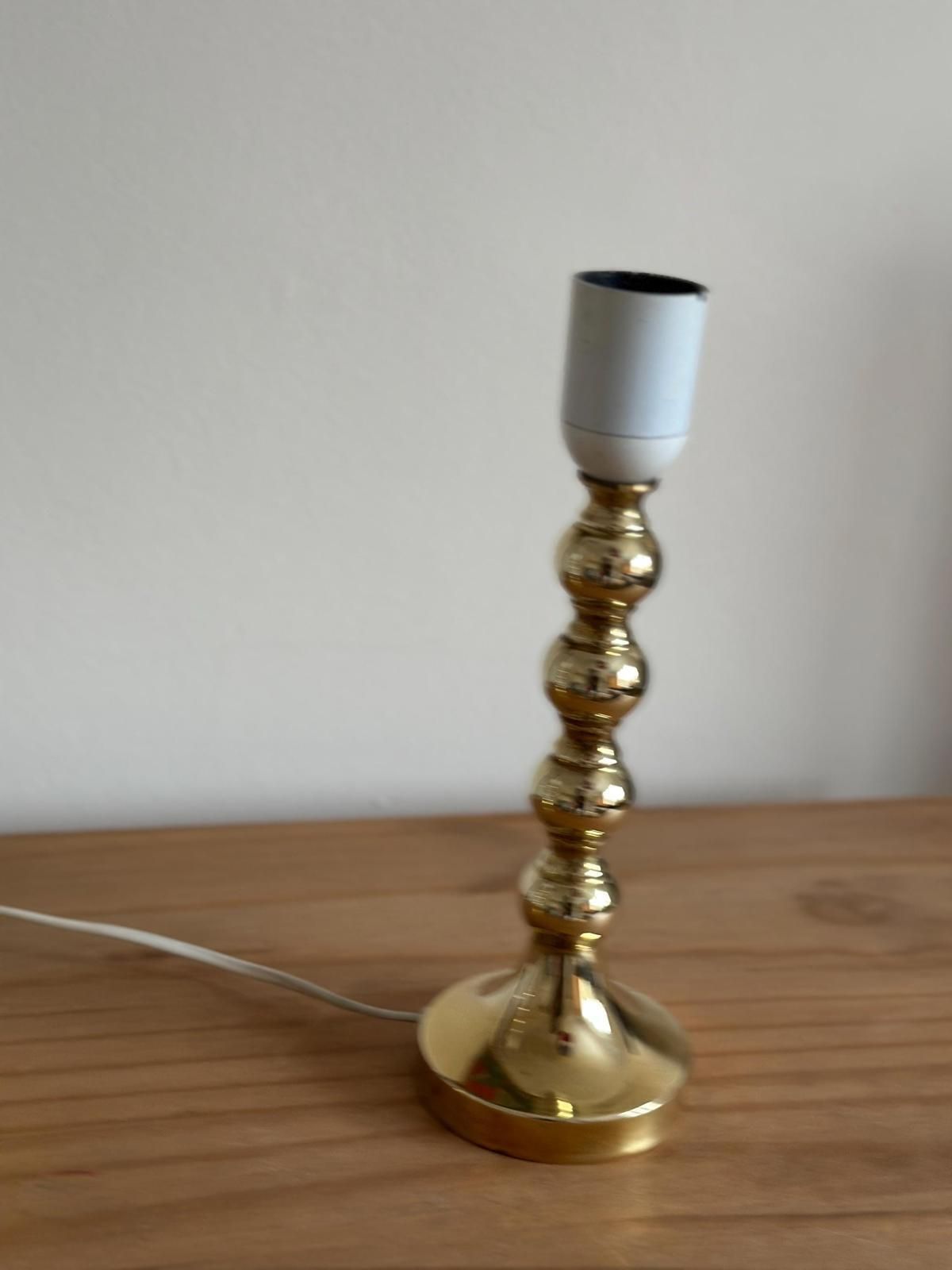 photo for sale Pair Of Mid Century Swedish Brass Lamps With French Scallop Shades