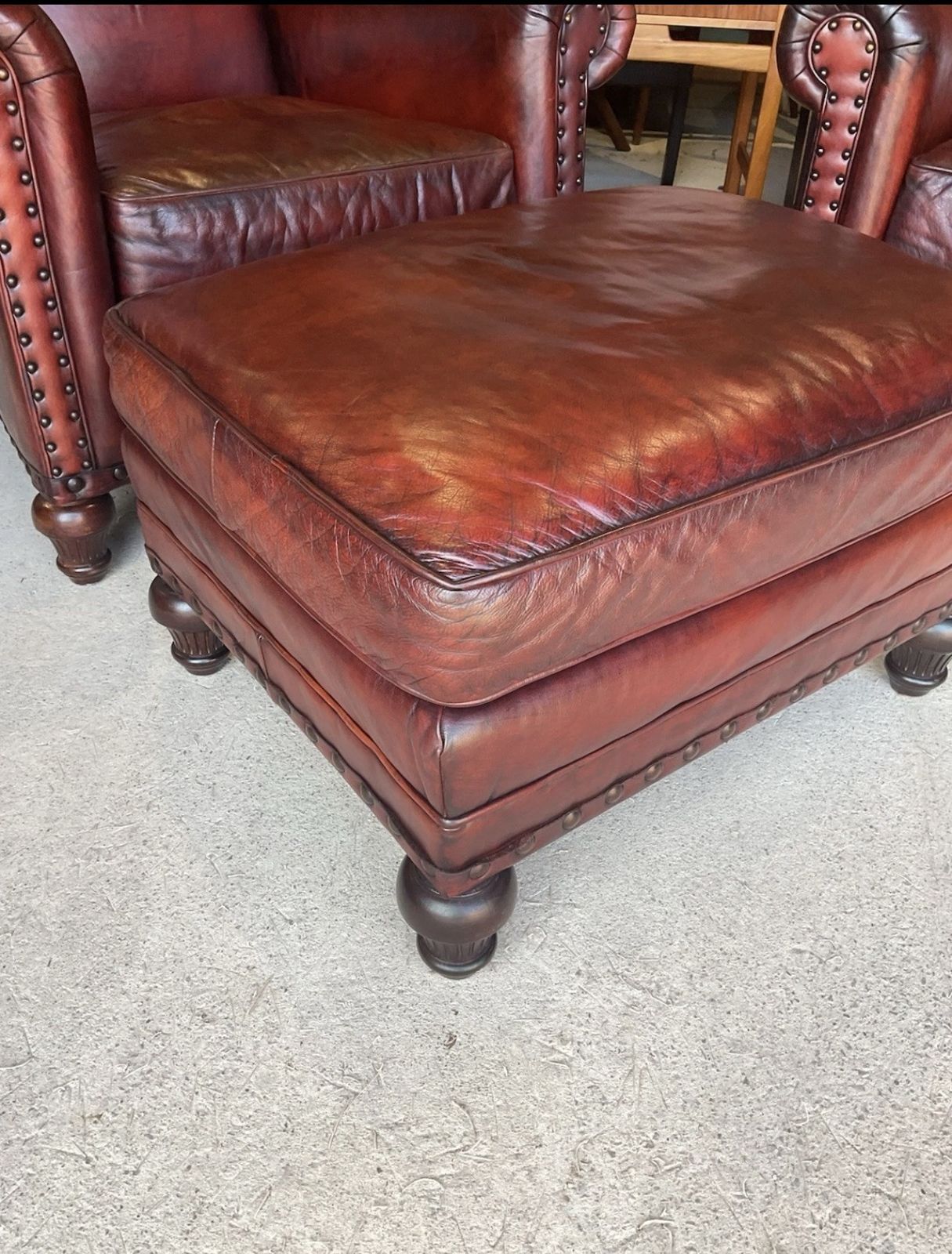 photo for sale Wesley Hall Armchairs With Ottoman, Antique Farmhouse Style