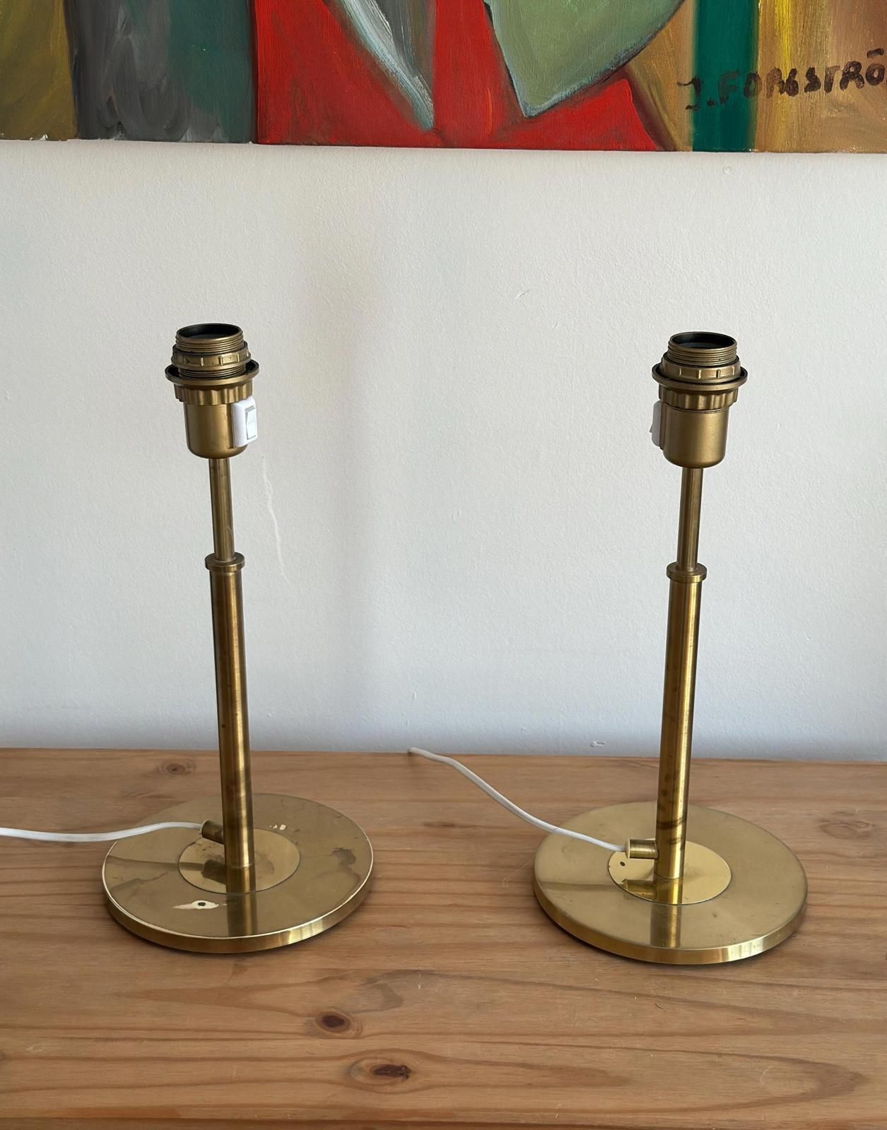 Pair Of Mid Century Style Swedish Brass Lamps By Konsethantverk photo Lighting