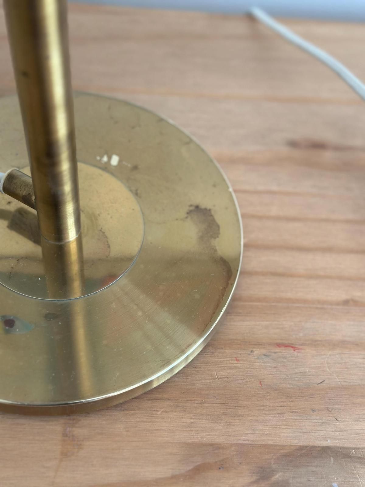 Pair Of Mid Century Style Swedish Brass Lamps By Konsethantverk photo buy