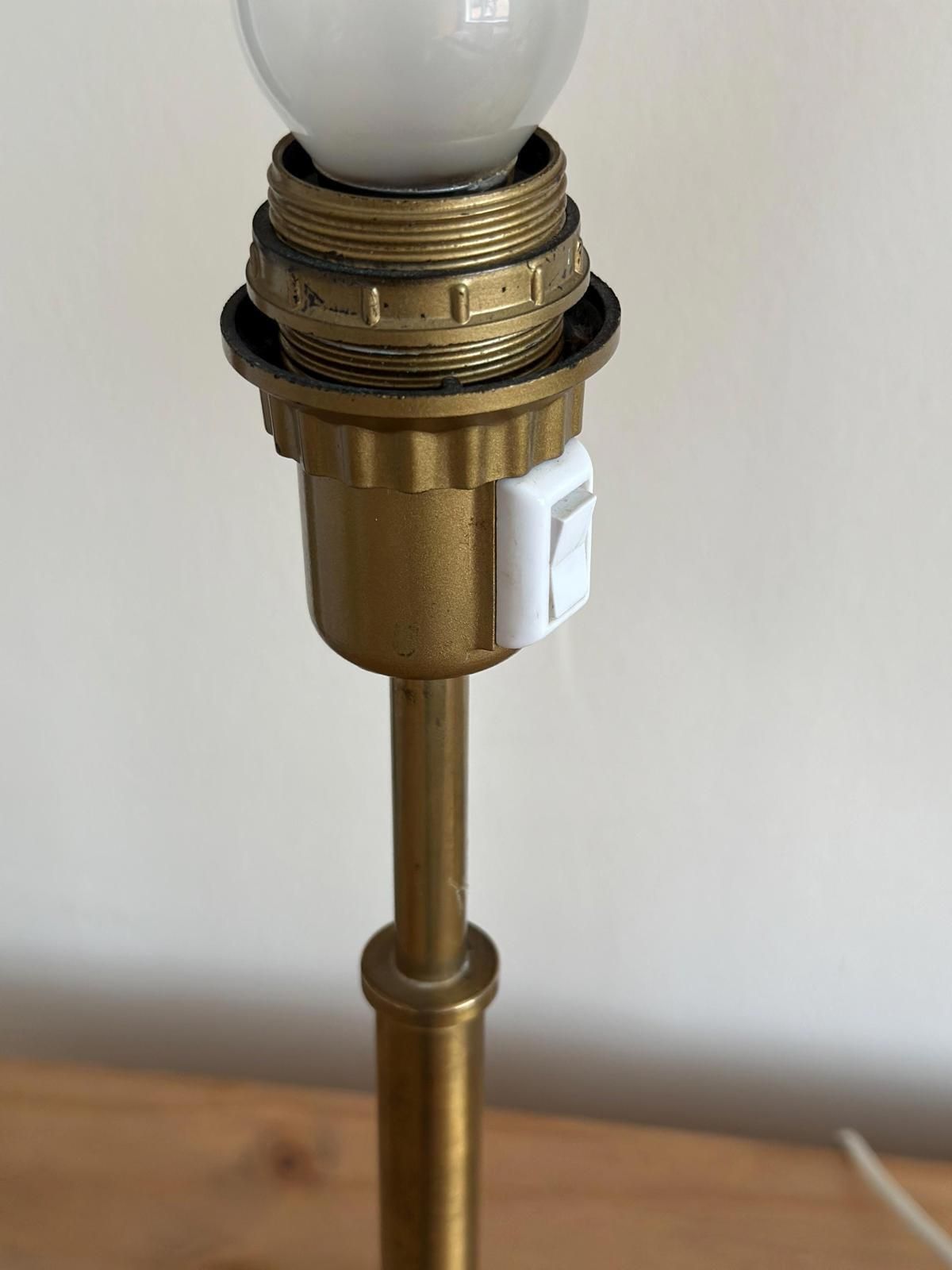 photo for sale Pair Of Mid Century Style Swedish Brass Lamps By Konsethantverk