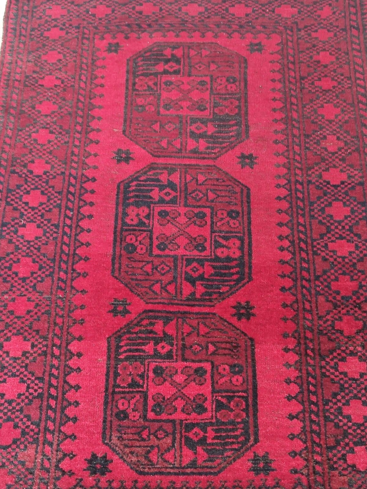 1970s Afghan Aqcha Rug 100% Wool Hand Knotted Hand Dyed 160cm X 104cm photo Textiles
