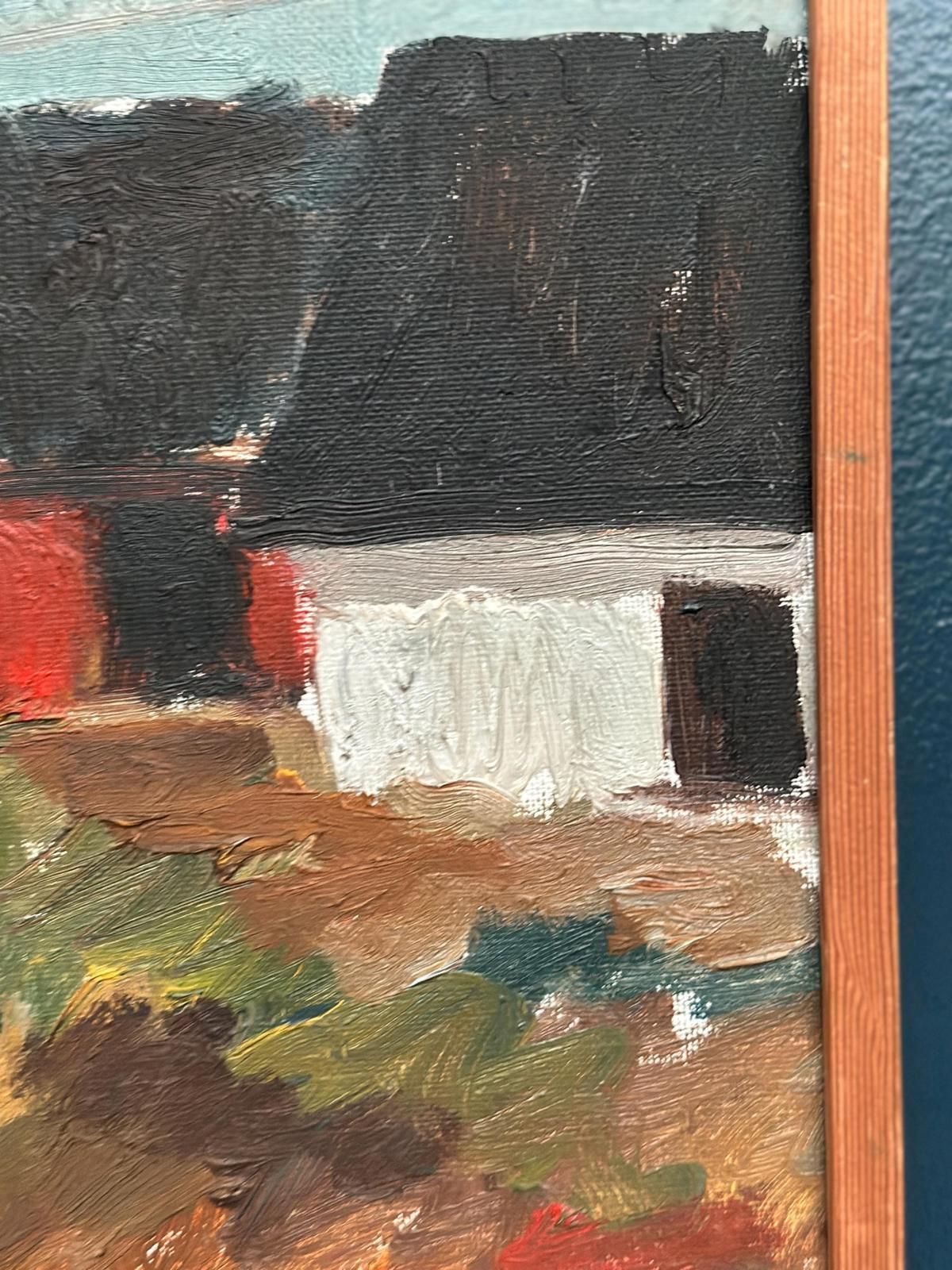photo furniture Original Mid Century Swedish Oil On Canvas – “Among The Houses” By Karl Bertil Lundh –1967 – Vintage & Framed – 32 × 35 Cm (12.6" × 13.8")