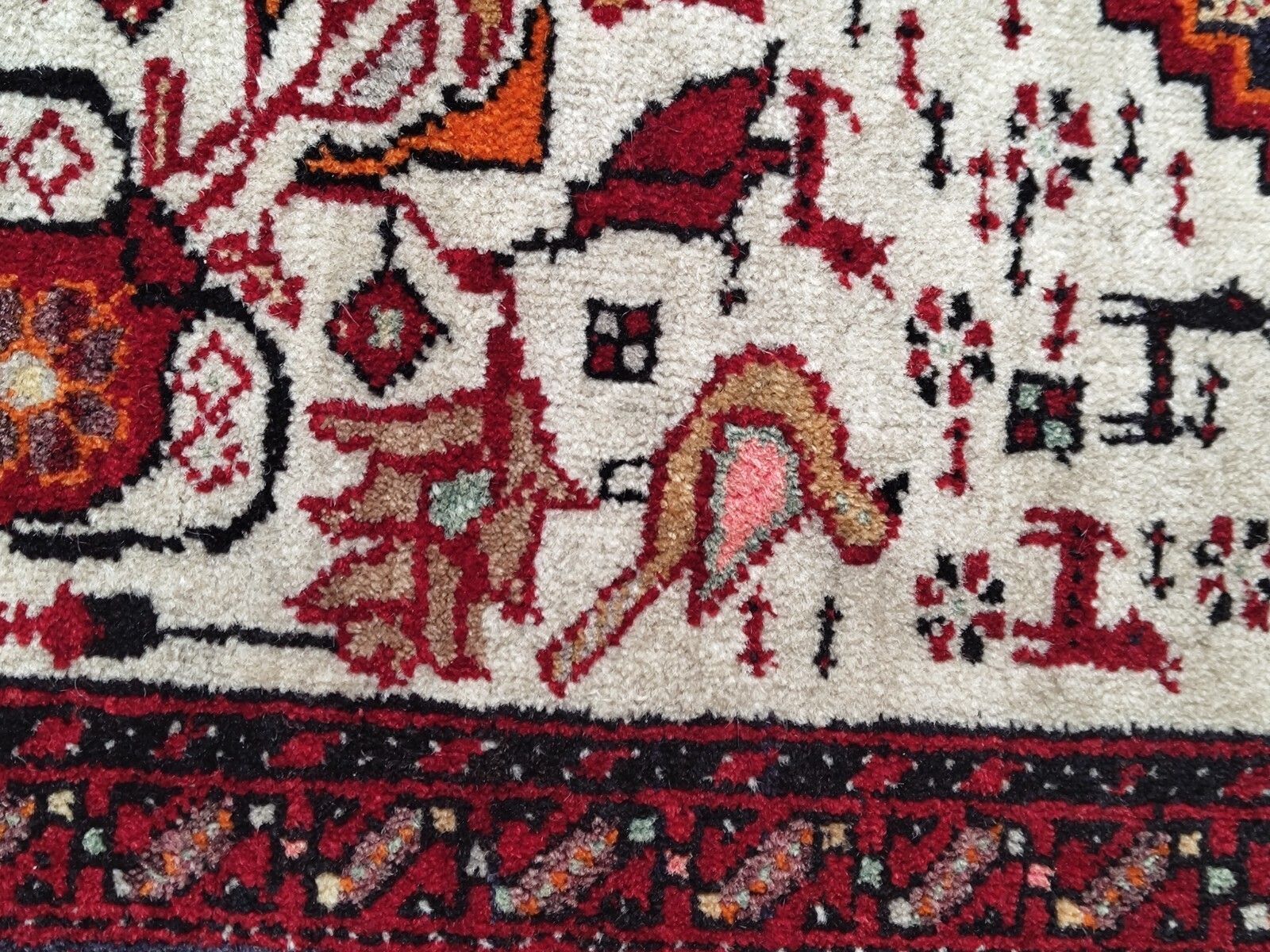 1960s Vintage Middle Eastern Hand Knotted Hand Dyed Tribal Rug 200cm X 96cm photo vintage