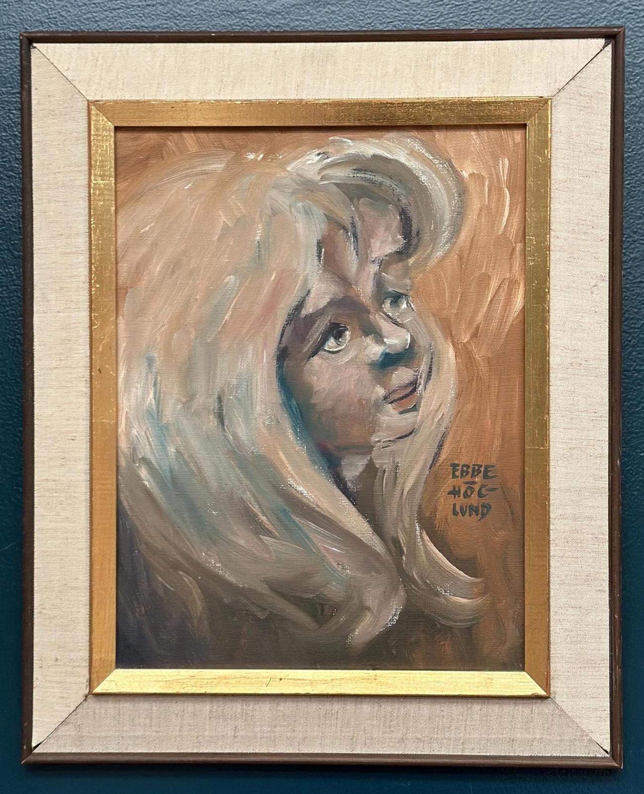 Original Swedish Oil On Canvas – “Girl” By Ebbe Höglund – Signed & Framed – 37 × 45 Cm (14.6" × 17.7") photo furniture
