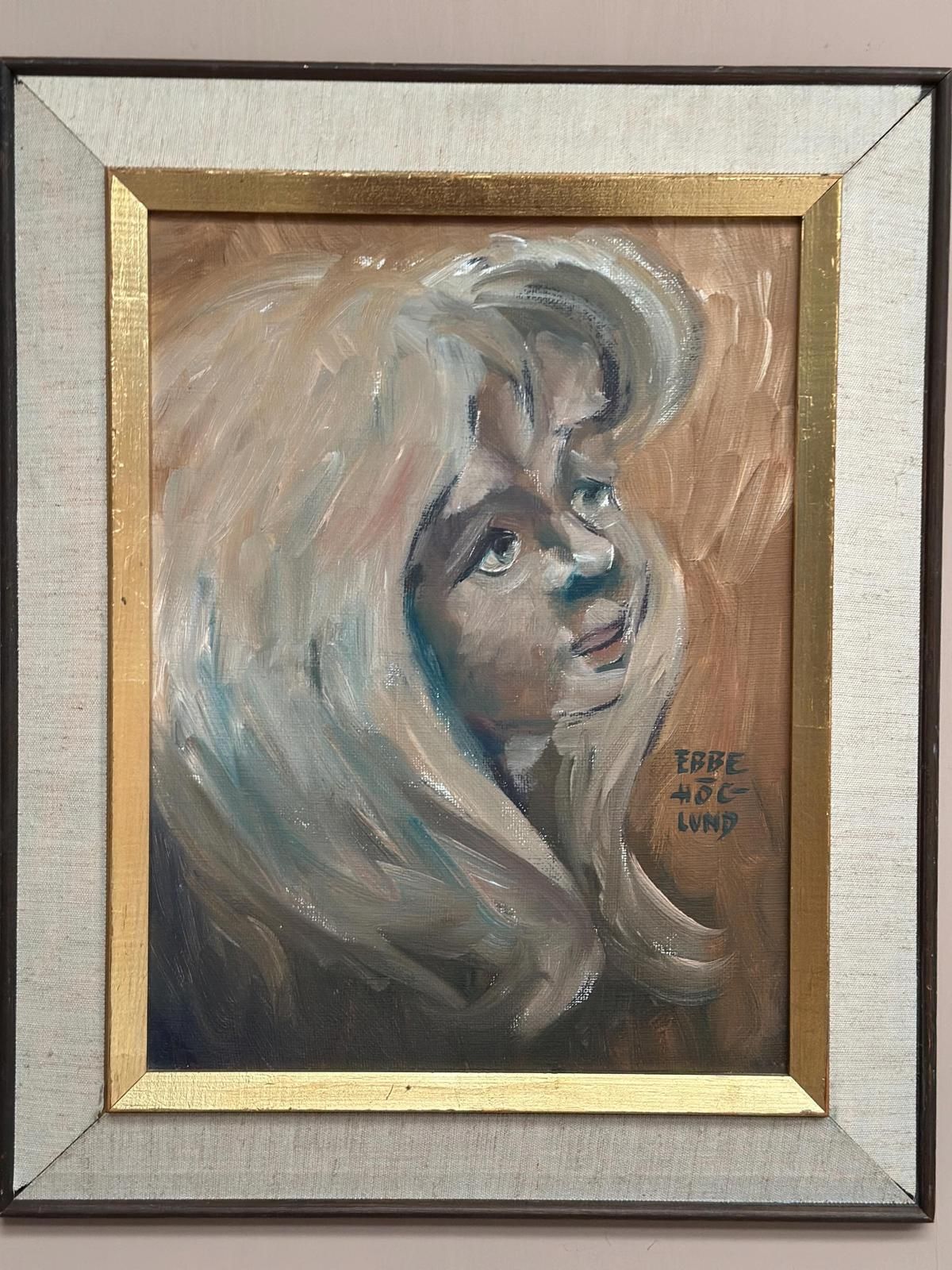 Original Swedish Oil On Canvas – “Girl” By Ebbe Höglund – Signed & Framed – 37 × 45 Cm (14.6" × 17.7") photo 275.0