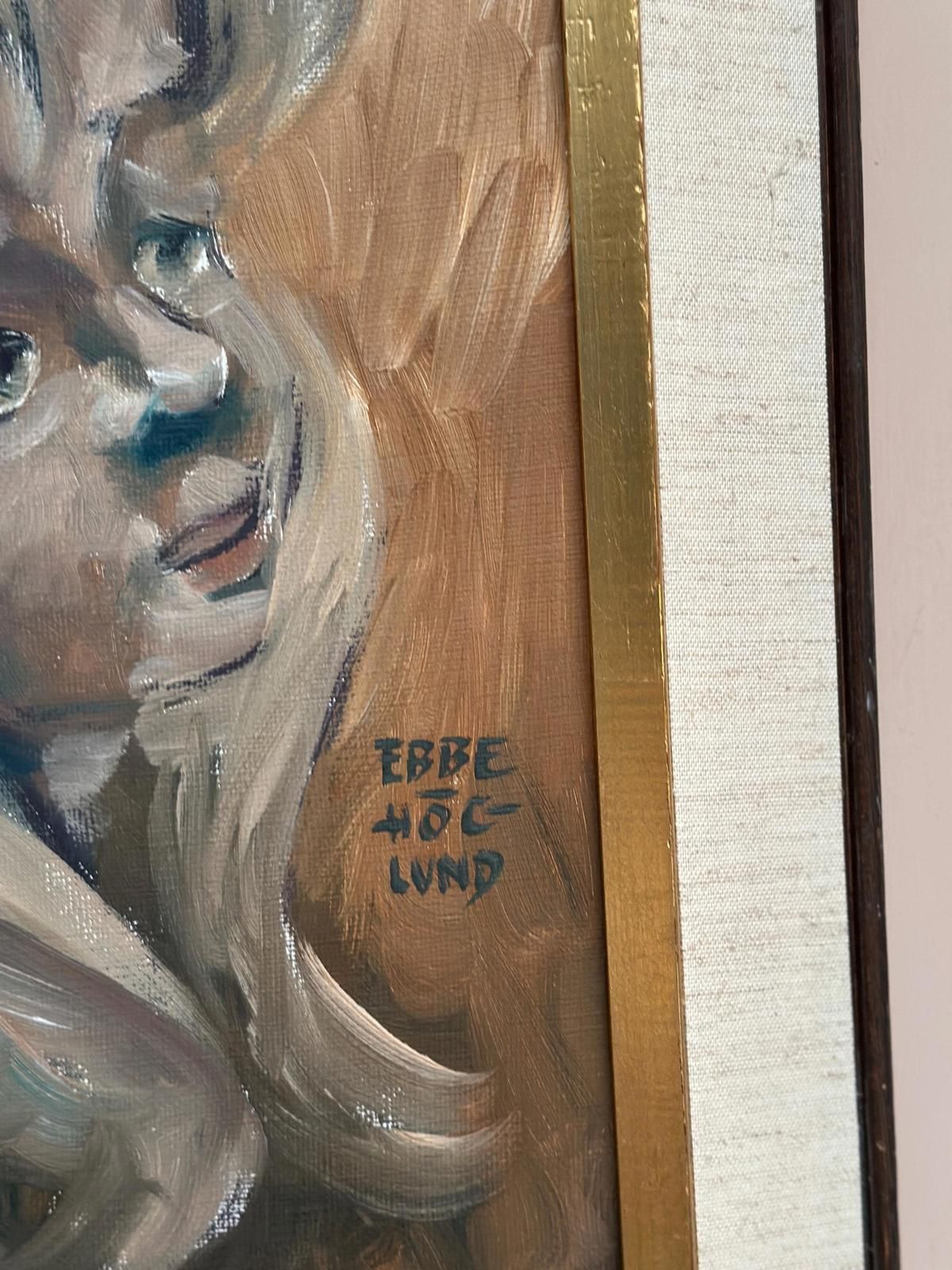 Original Swedish Oil On Canvas – “Girl” By Ebbe Höglund – Signed & Framed – 37 × 45 Cm (14.6" × 17.7") photo vinterior