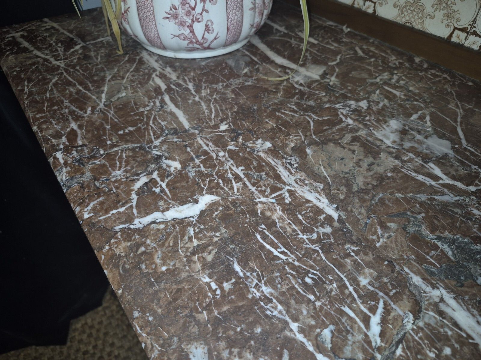 Fab Vintage Edwardian Italian Breccia Medicia Marble Top Minton Tile Washstand photo vinterior
