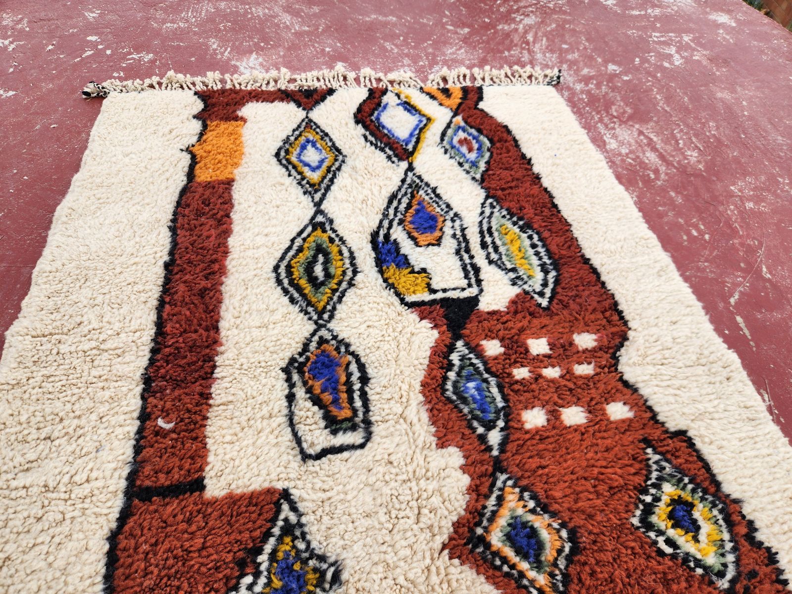 Handcrafted Beni Ouarain Moroccan Rug 244x150cm – Premium Wool Berber Carpet photo for sale