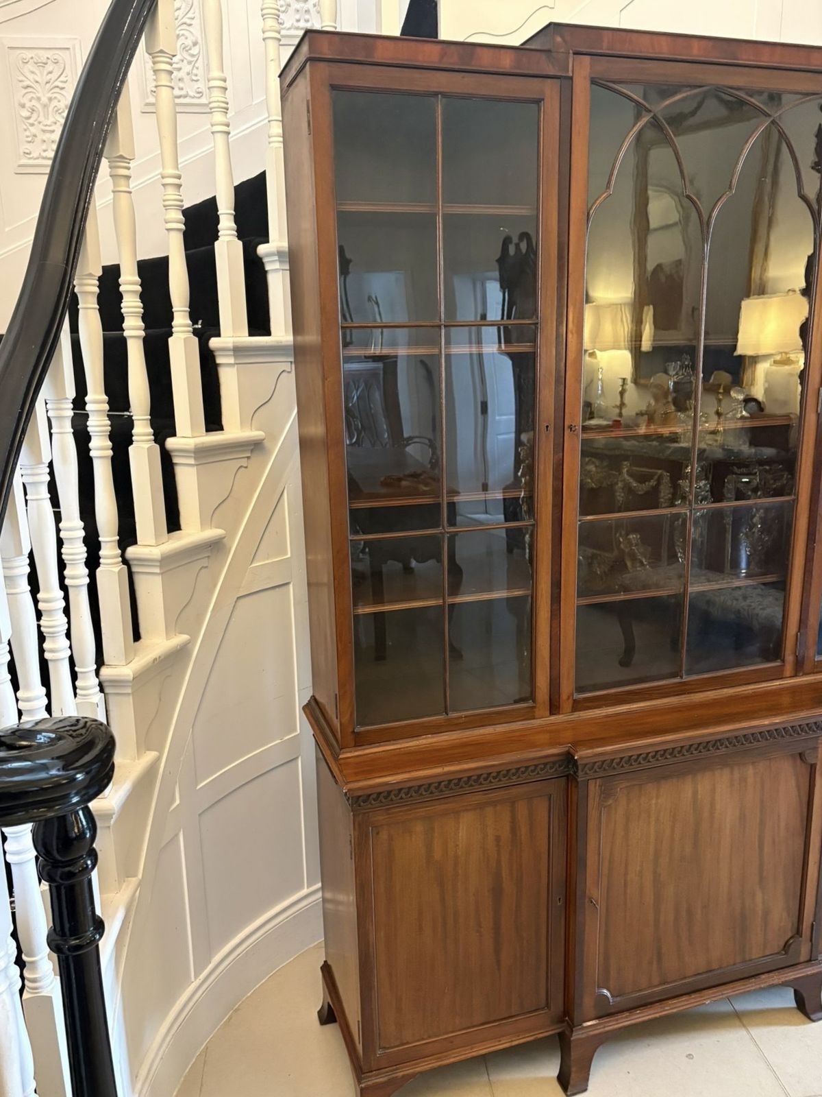 Antique Early 20th Century Mahogany Breakfront Bookcase photo buy