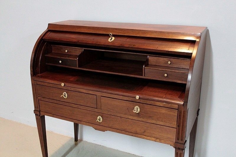 Office Cylinder Louis XVI Mahogany 18th photo for sale