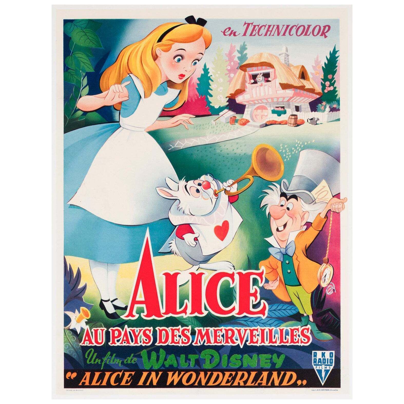 Alice In Wonderland 1951 Belgian Film Poster