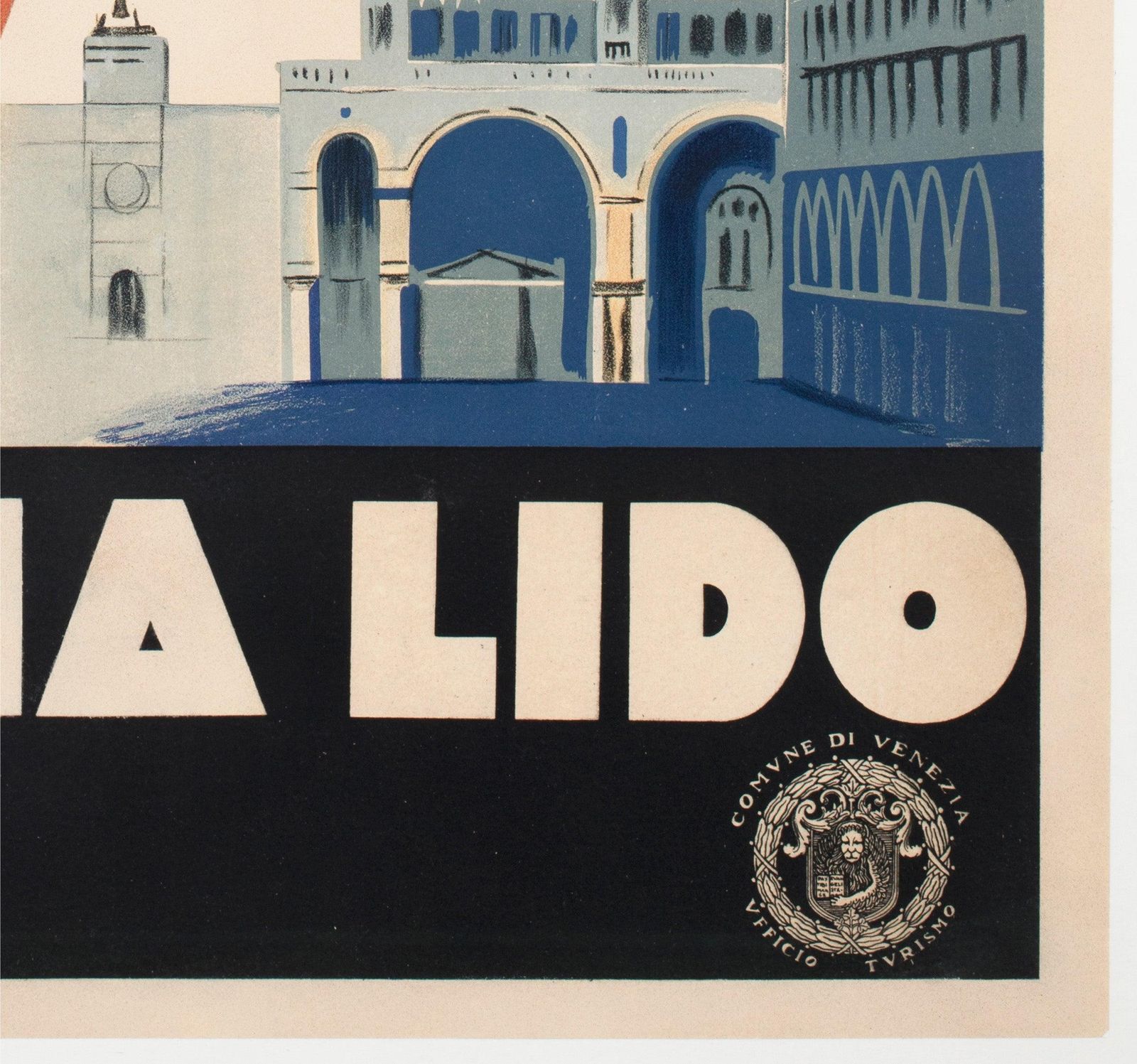 Affiche de voyage publicitaire ENIT, Venice Venezia Lido, vers 1930, Italie photo vintage