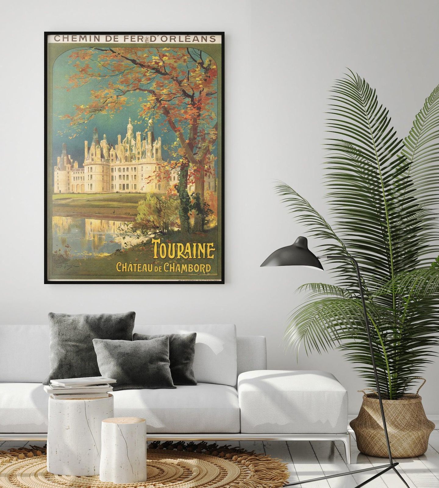 Touraine Château de Chambord, vers 1910, affiche publicitaire française de voyage photo furniture