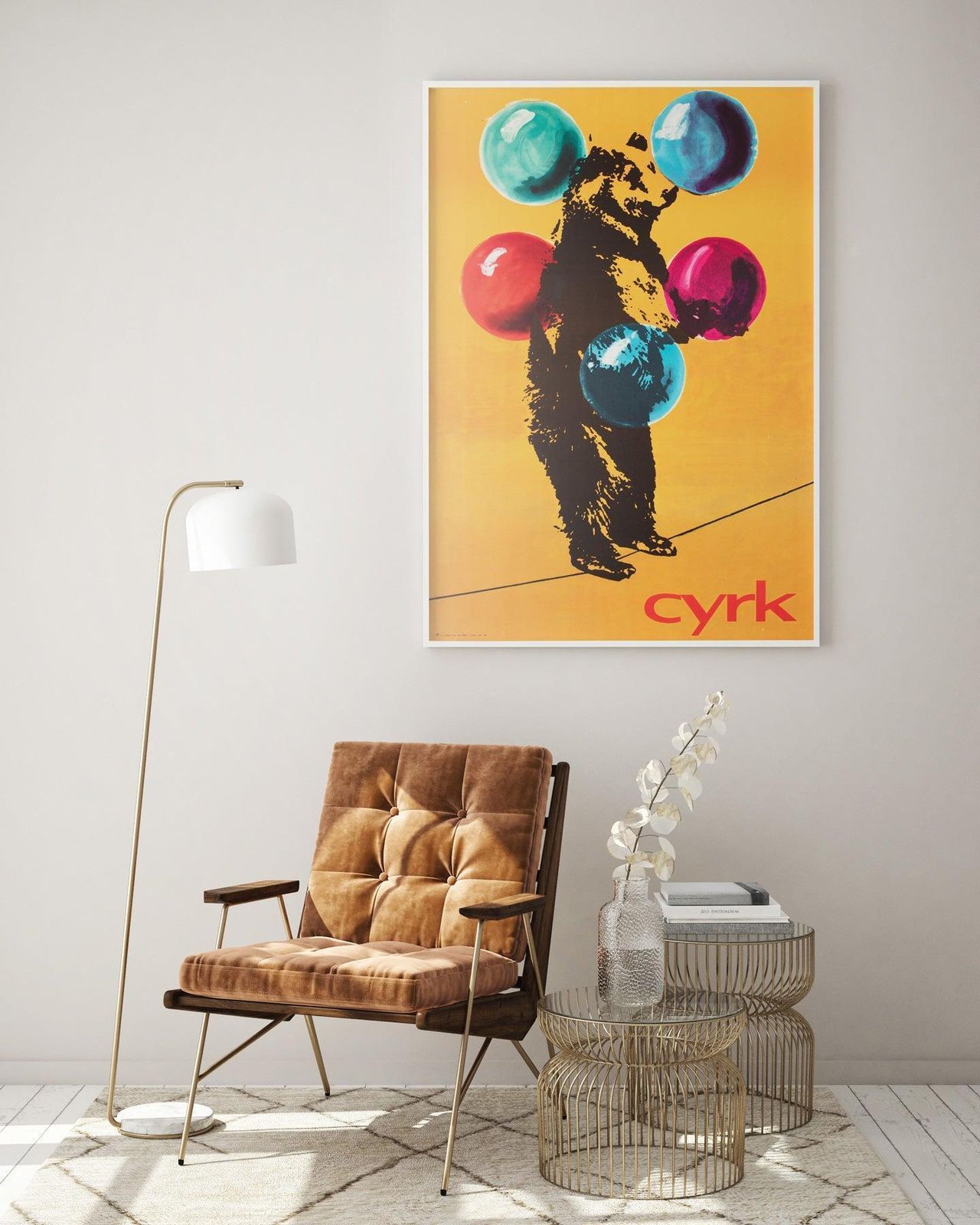 Affiche de cirque polonaise Cyrk, ours funambule jongleur, 1971 photo furniture