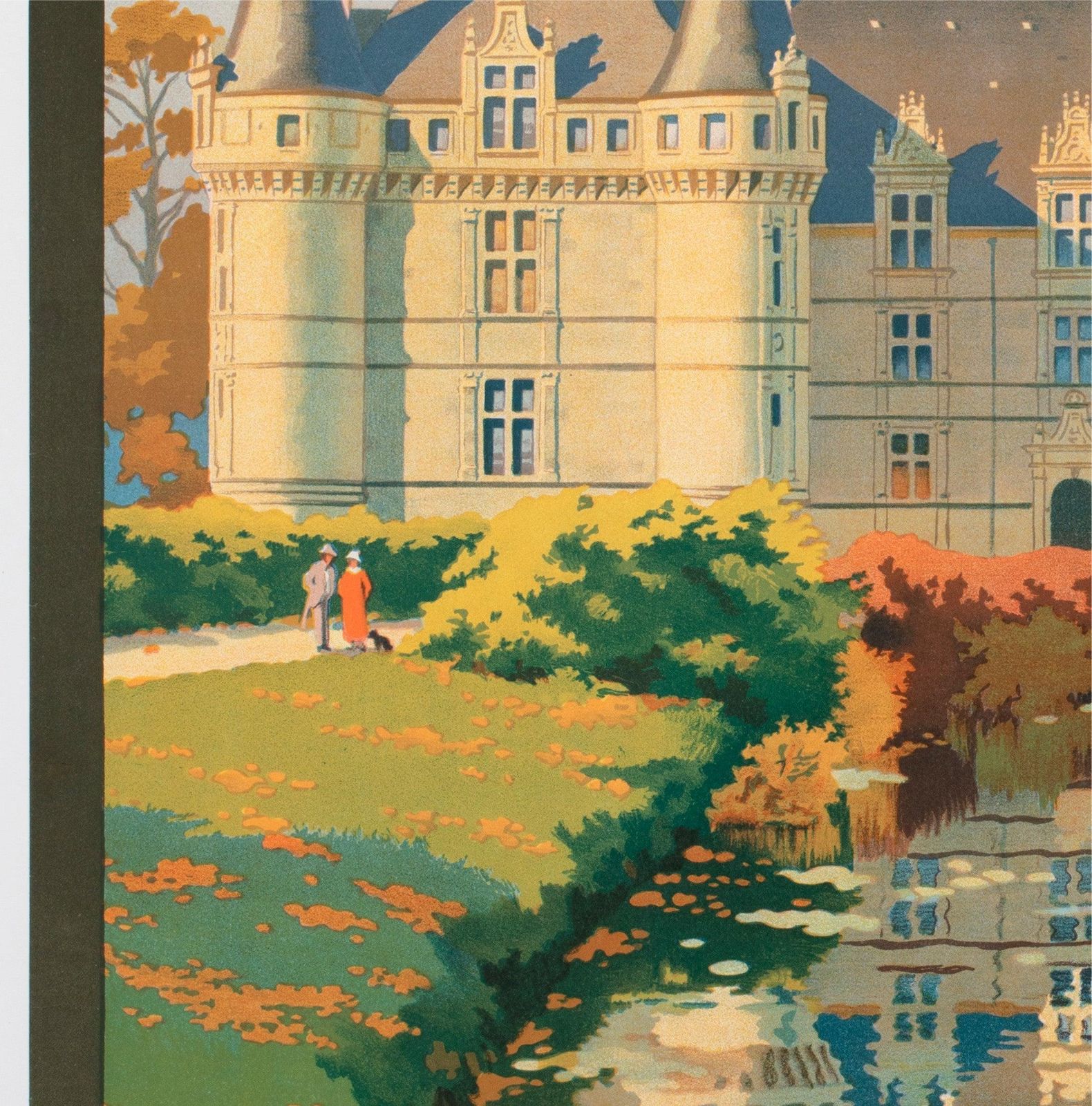 Affiche publicitaire de voyage Chateau D'Azay Le Rideau vers 1925, Contant Duval photo 1656.0