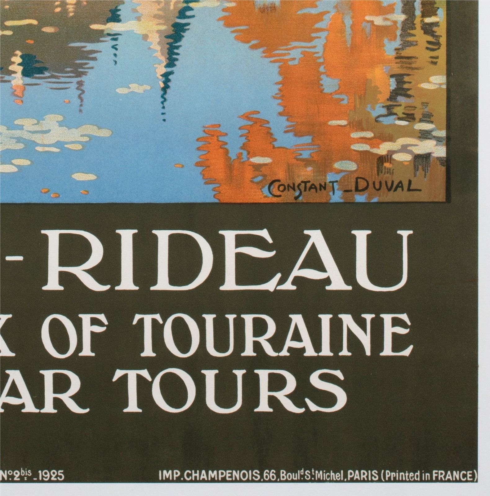 Chateau D'azay Le Rideau ca. 1925 Franse Reisadvertetieposter, Contant Duval photo vintage