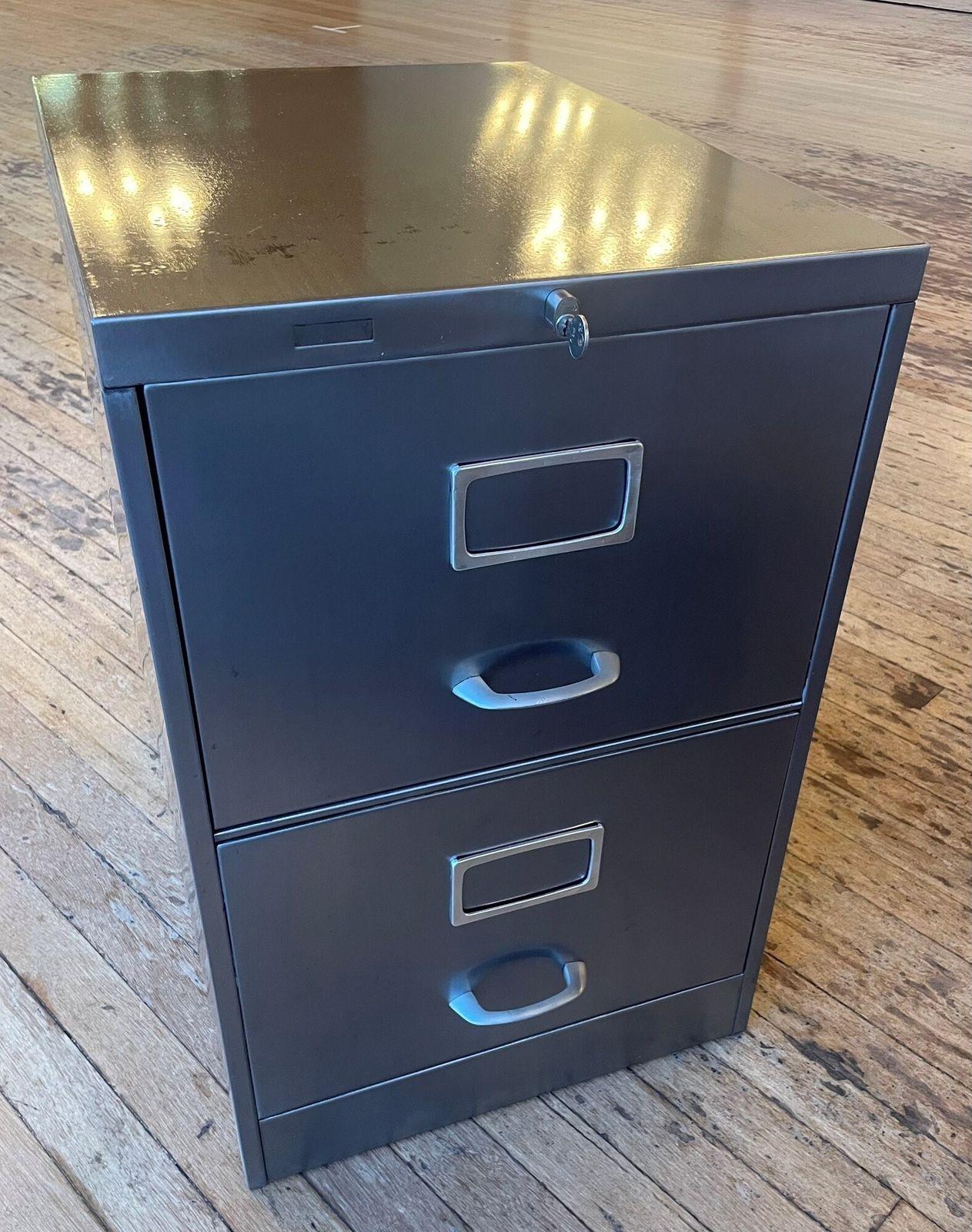 1960s Polished Steel Filing Cabinet