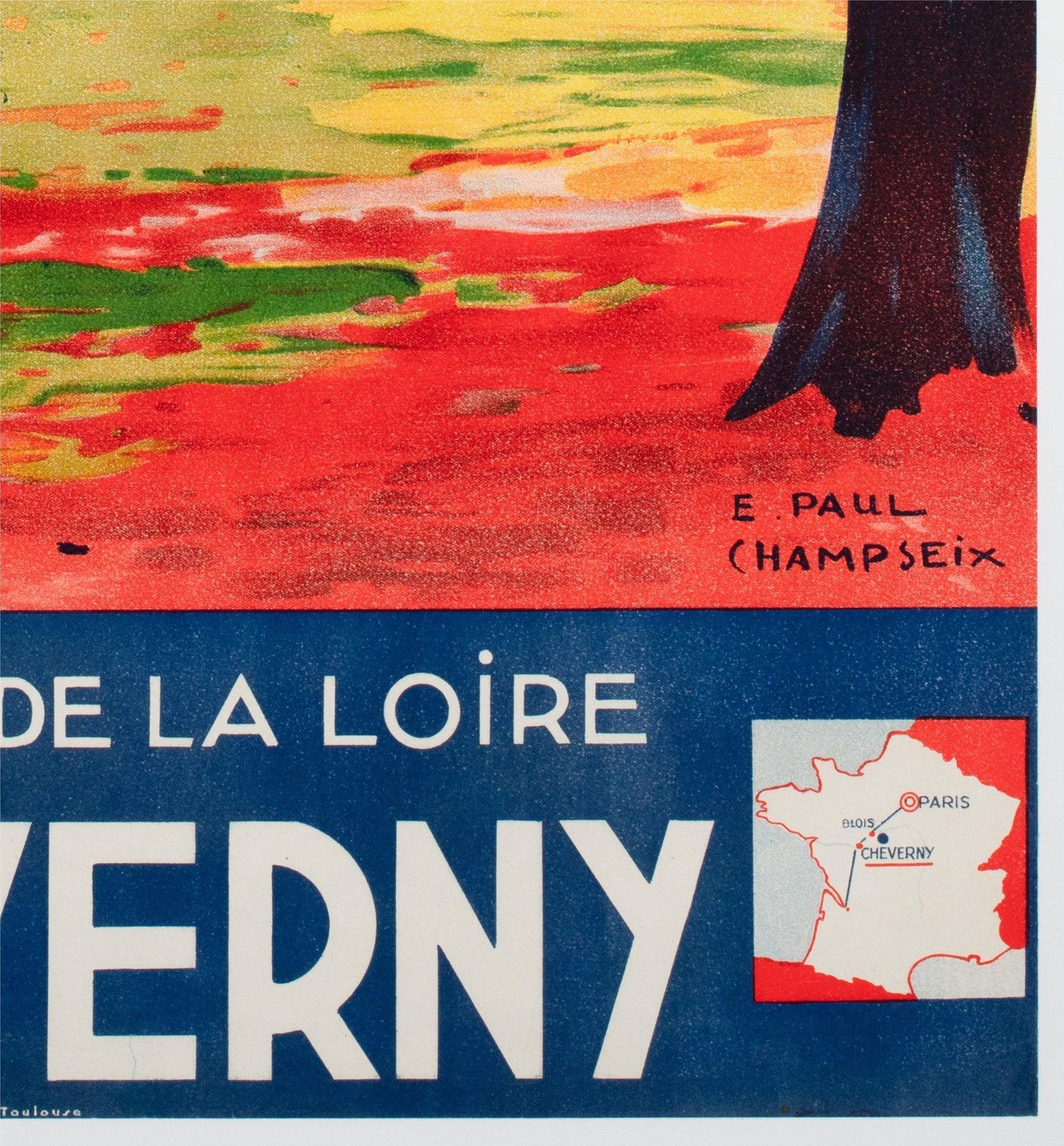 Affiche publicitaire SNCF pour Cheverny, C1937, par E. Paul Champseix photo vintage