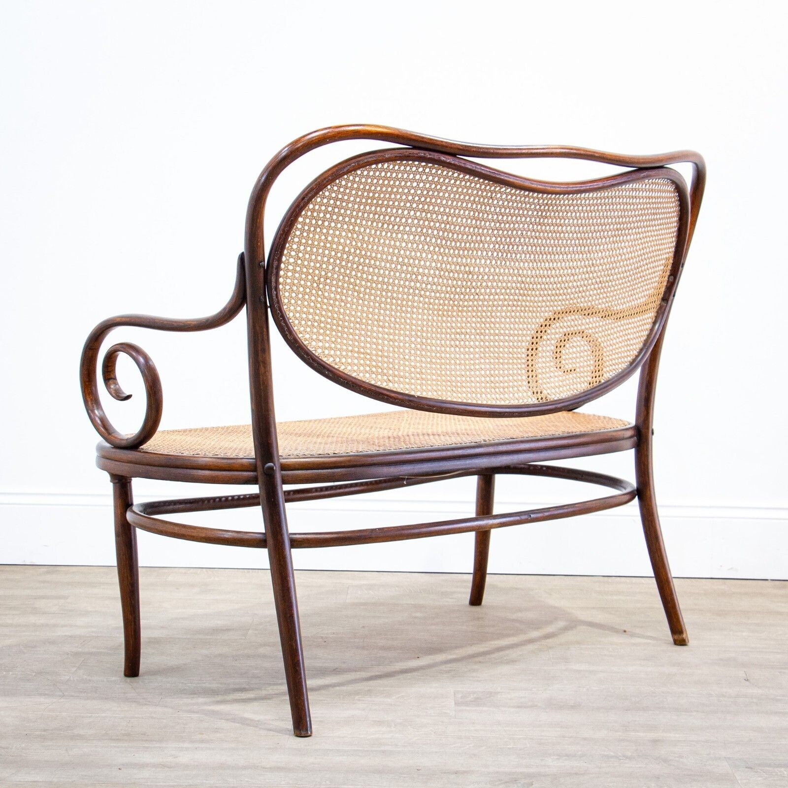 photo for sale Late 19th Century Bentwood & Rattan Settee By Thonet