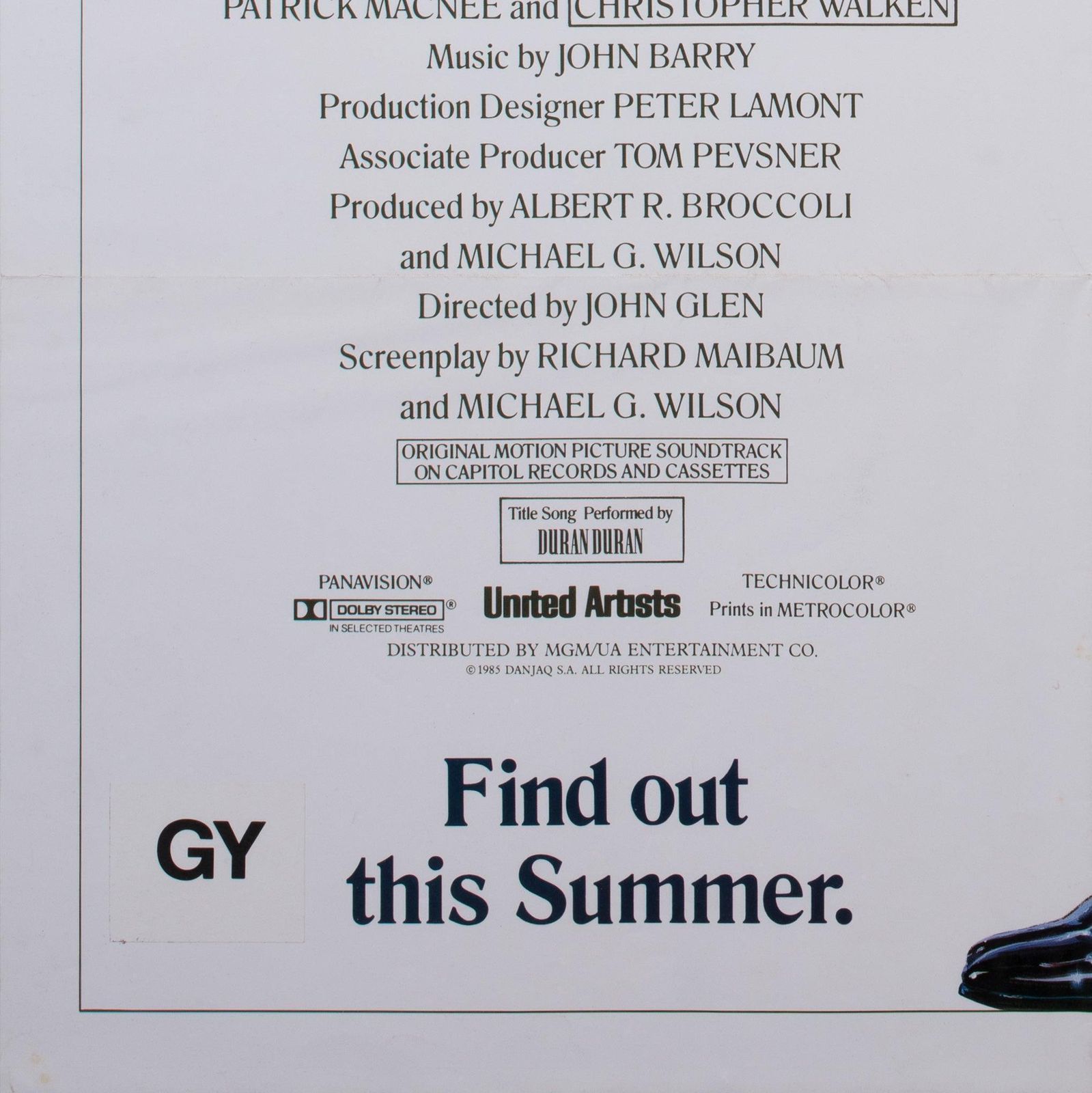 Affiche de cinéma US 1 Sheet advance, style blanc, A View to a Kill, 1985, Bond photo buy