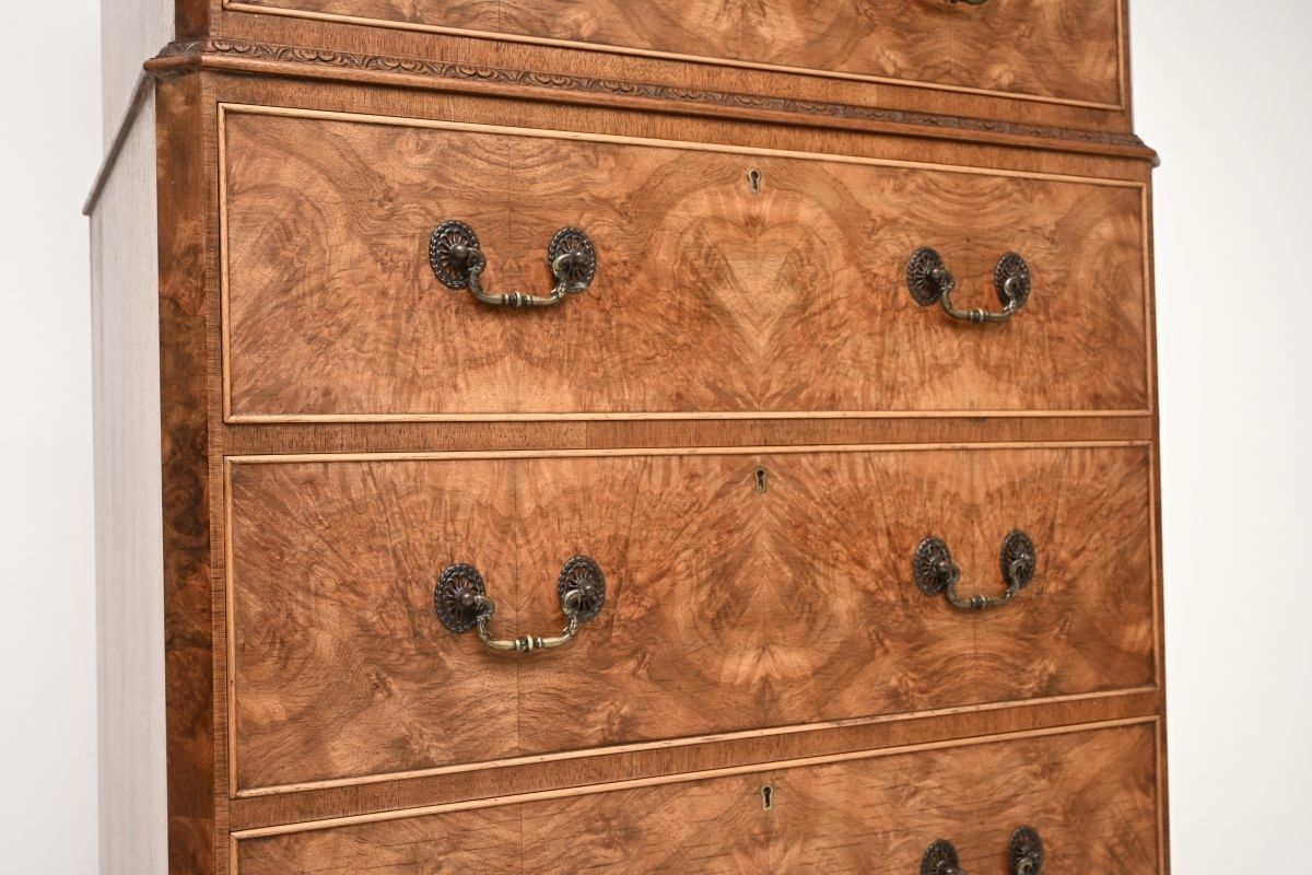 Antique Burr Walnut Chest On Chest Of Drawers photo Furniture