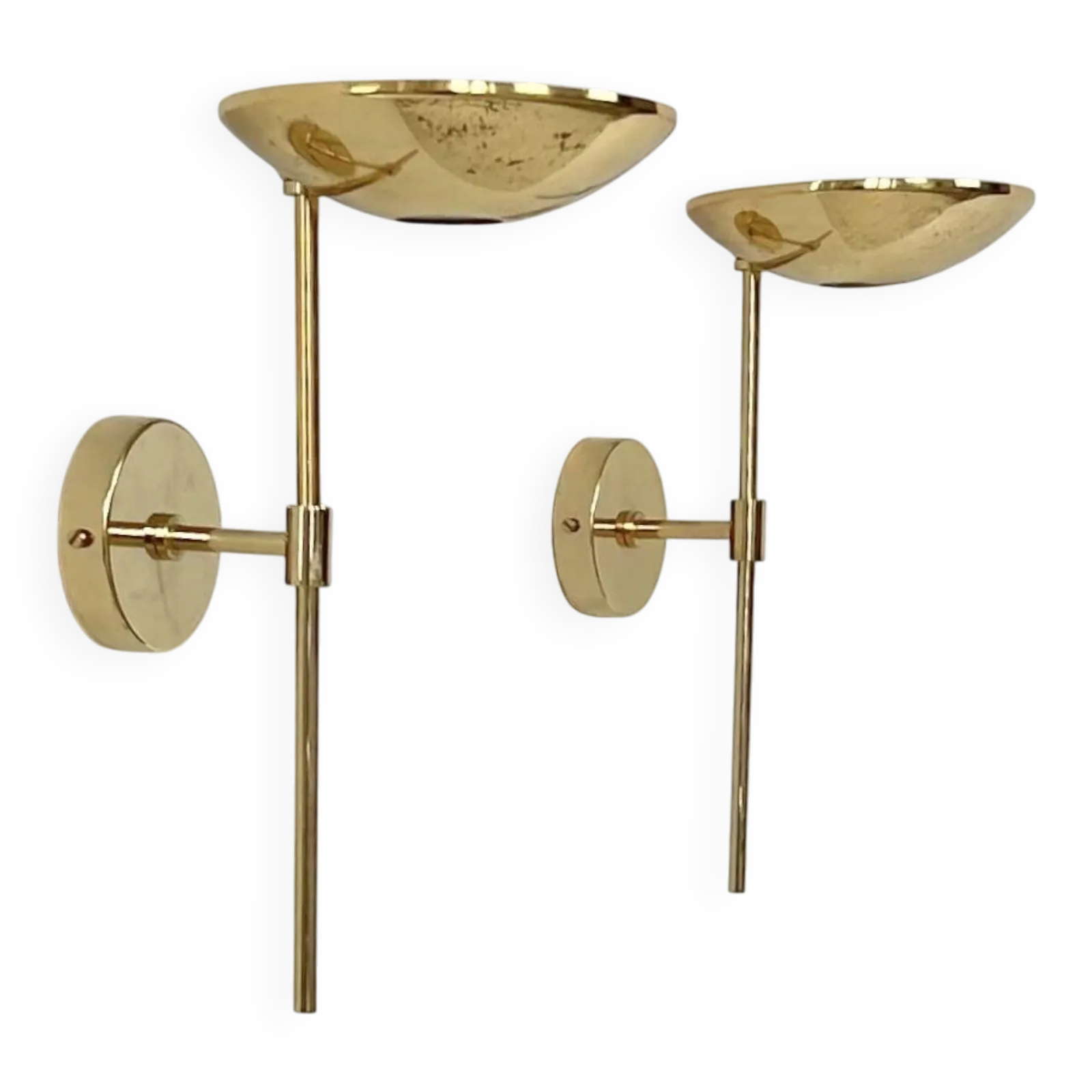 Pair Of Vintage Xl Wall Sconces, Brass And Glass, France, 1980.