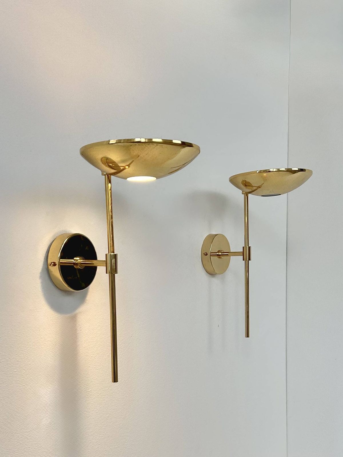 Pair Of Vintage Xl Wall Sconces, Brass And Glass, France, 1980. photo furniture