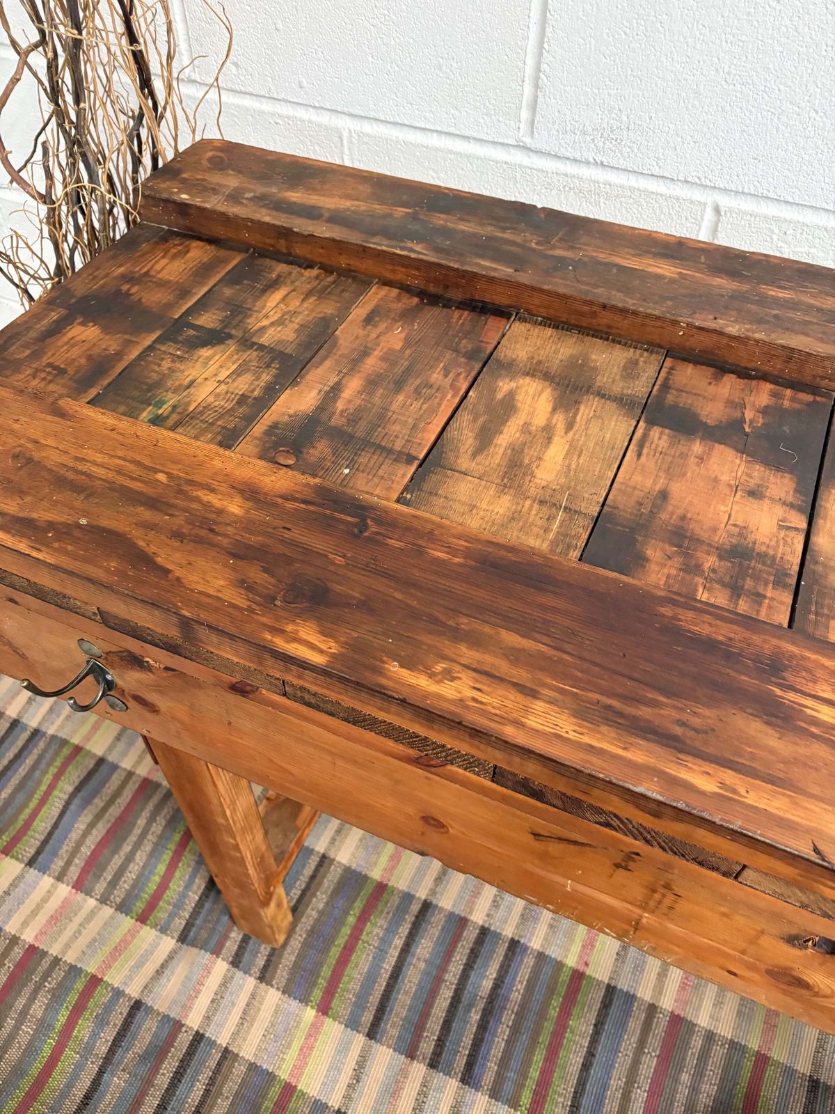 Large Reclaimed Vintage Workbench Chunky Kitchen Island Prep Unit Freestanding photo furniture