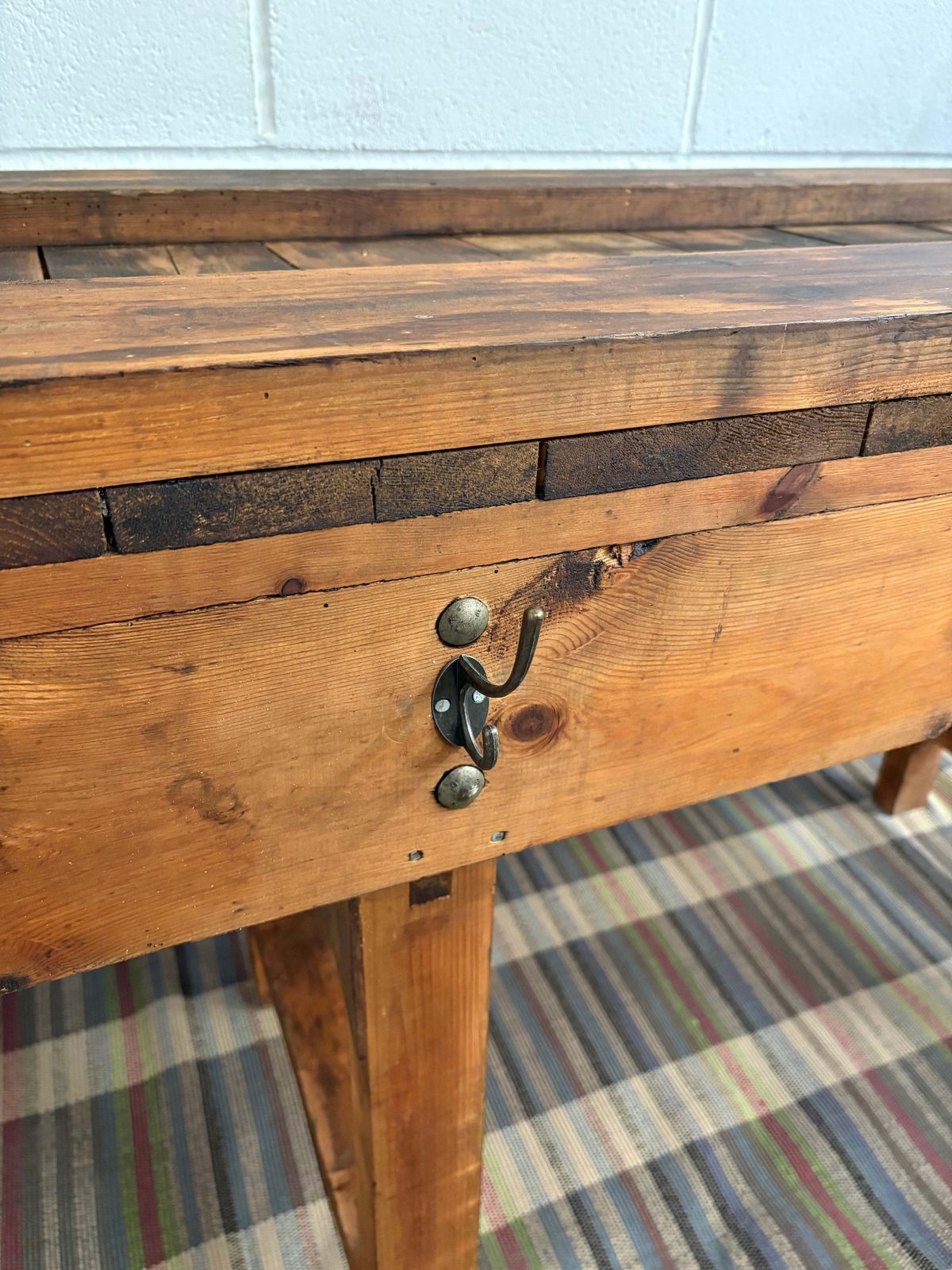 Large Reclaimed Vintage Workbench Chunky Kitchen Island Prep Unit Freestanding photo 349.94