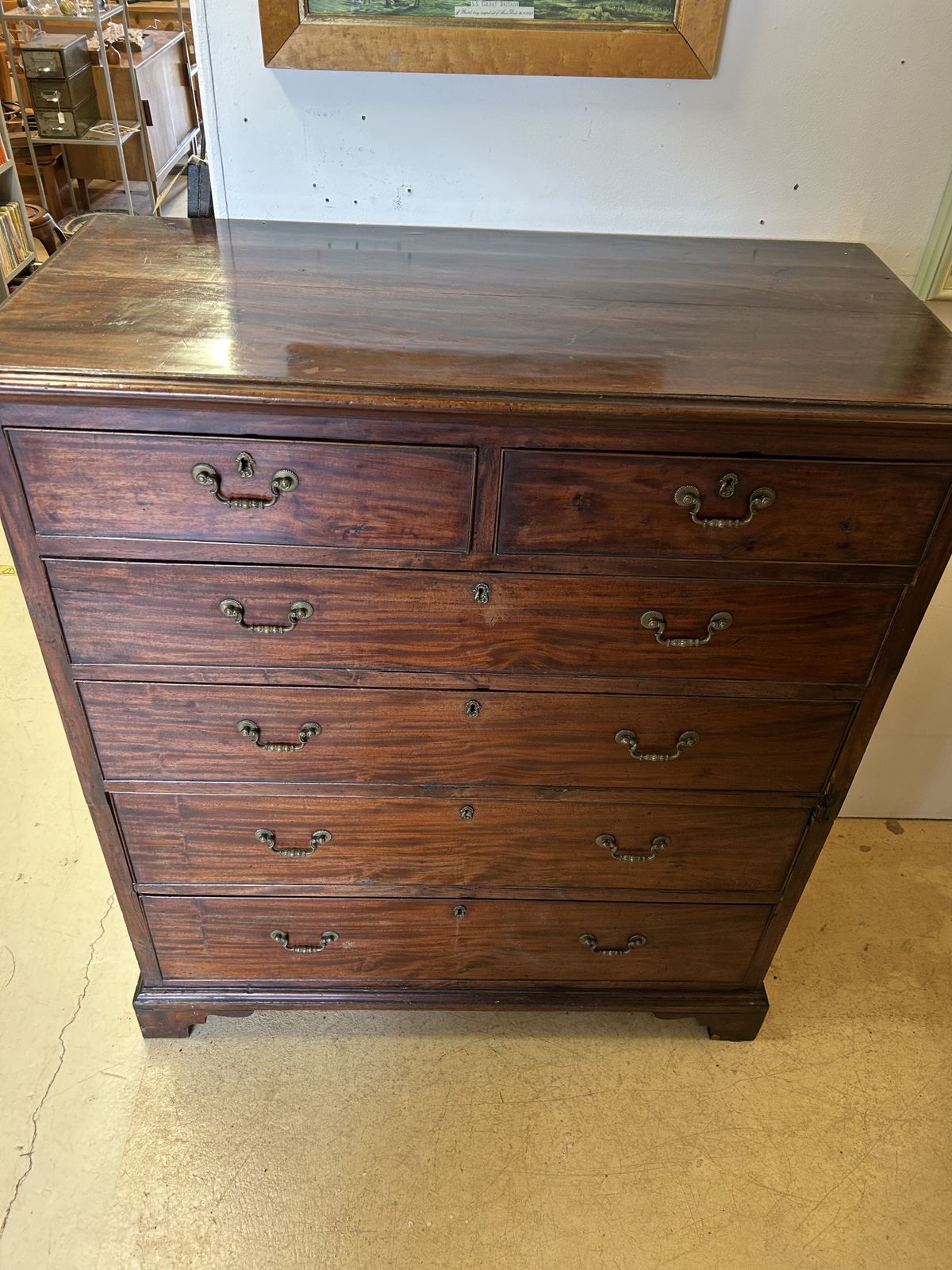 Early Victorian Two Piece Mahogany Chest Of Drawers