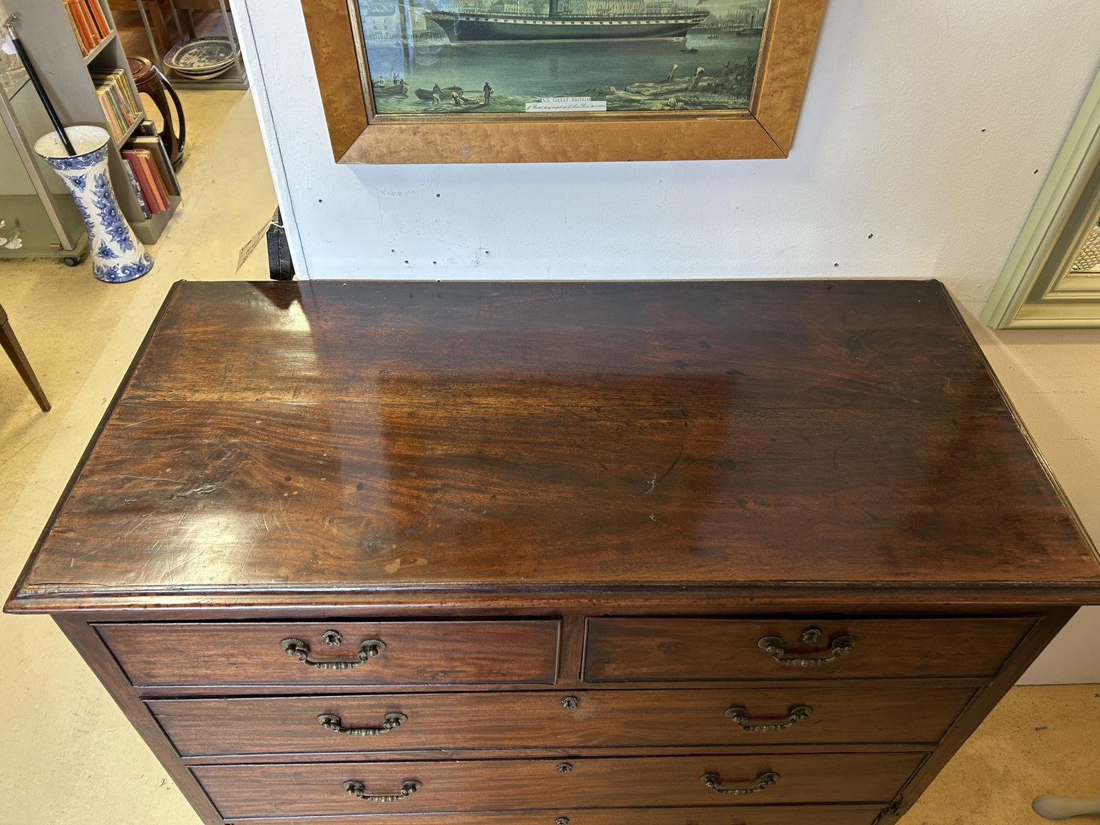 photo for sale Early Victorian Two Piece Mahogany Chest Of Drawers