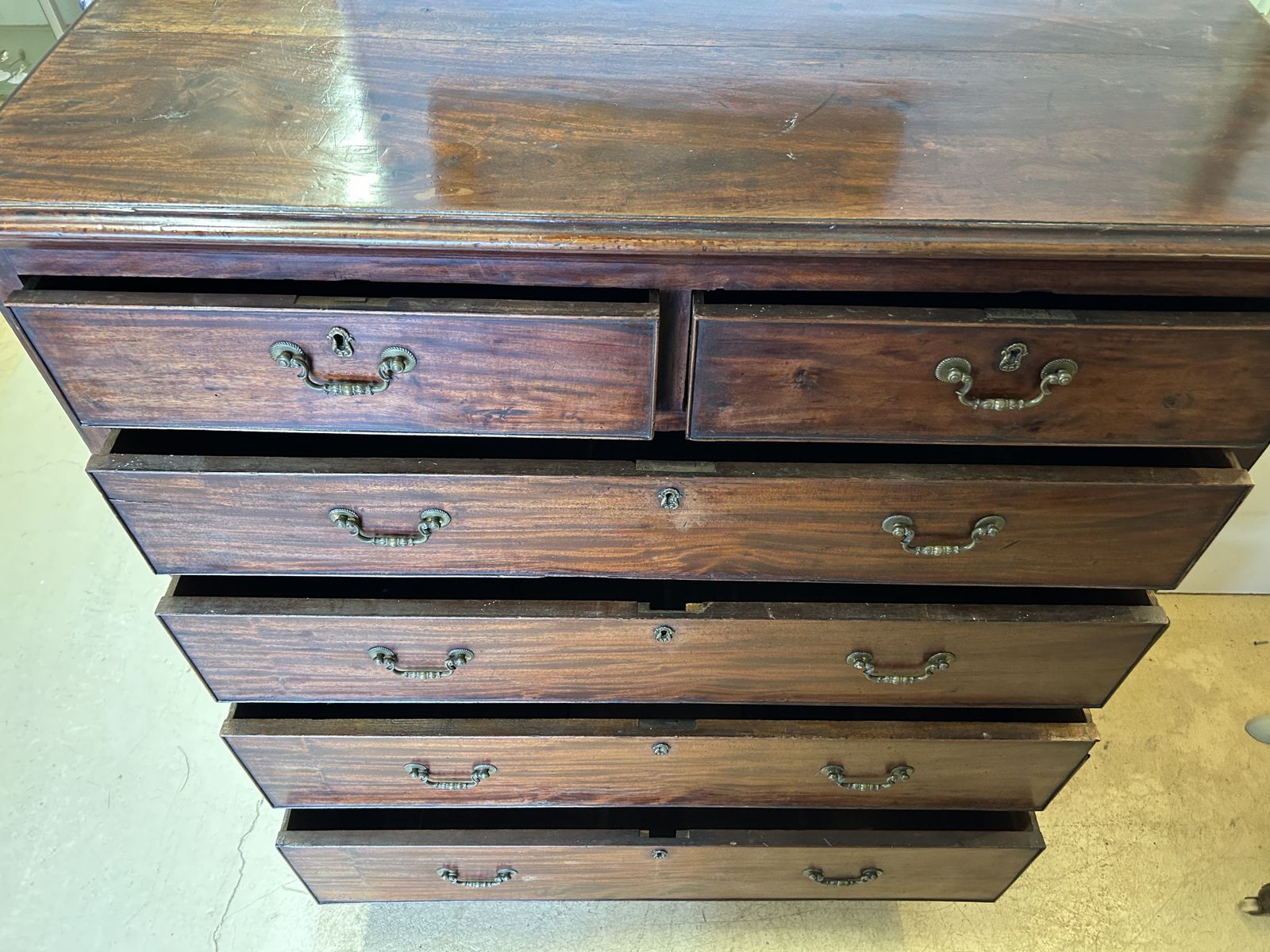 Furniture Early Victorian Two Piece Mahogany Chest Of Drawers photo