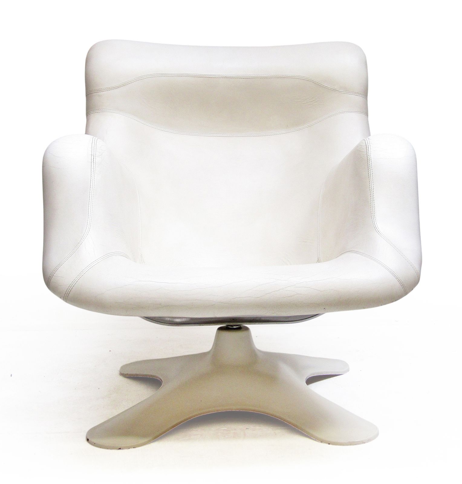 1960s Karuselli Lounge Chair In Ivory Leather By Yrjö Kukkapuro For Avarte photo furniture