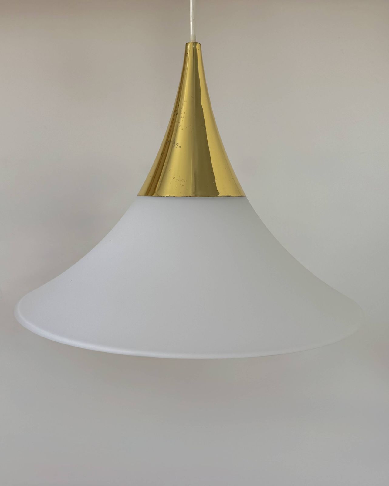 Pair Of Limburg Pendant Lights In Brass And Opaline Glass, Germany, 1970 photo 1175.0