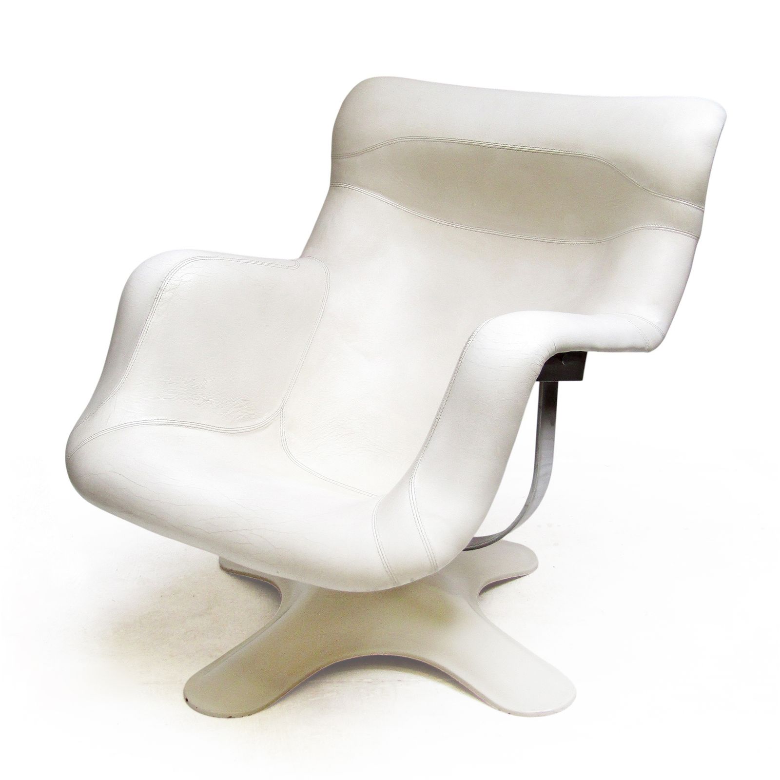 1960s Karuselli Lounge Chair In Ivory Leather By Yrjö Kukkapuro For Avarte photo Furniture