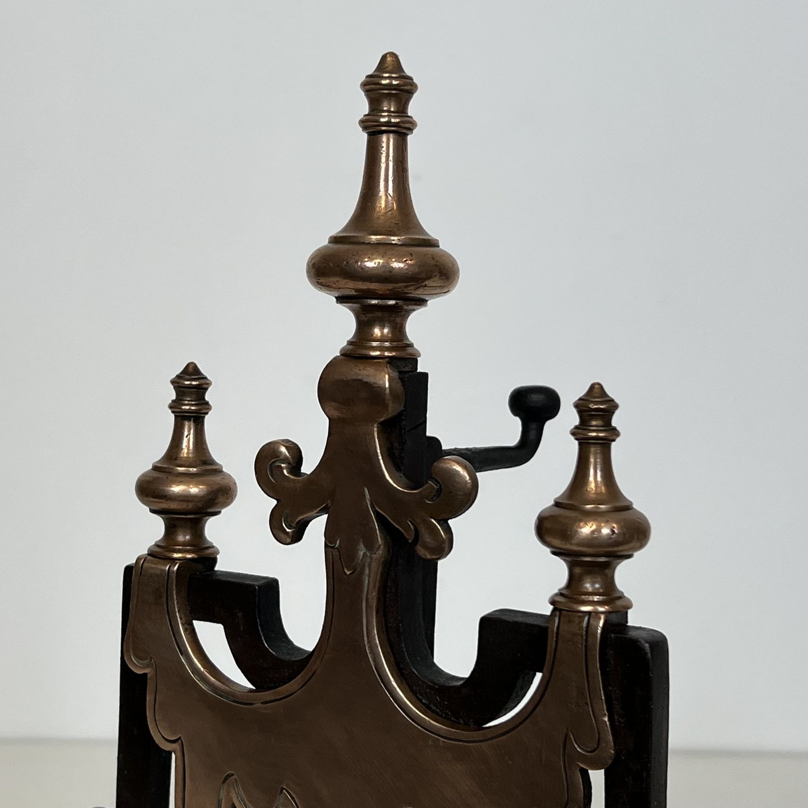 Important Pair Of Wrought Iron And Copper Andirons photo vinterior