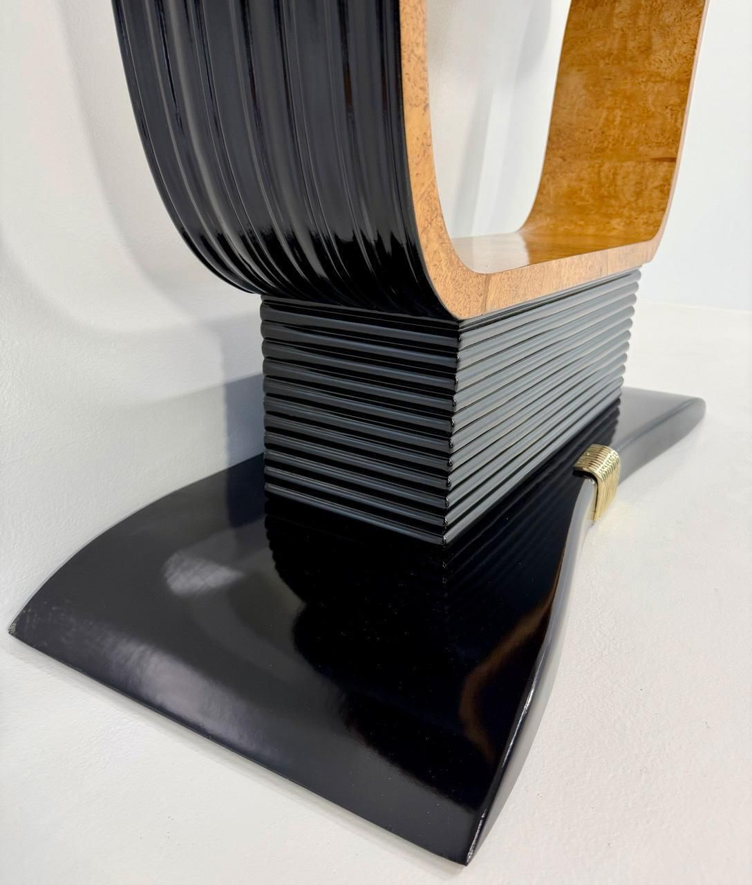 Italian Art Deco Console In Birch Burl And Black Lacquer, Attr. To Borsani, 40s photo buy