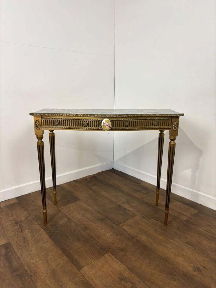 Vintage French Style Faux Marble Hall Table photo vinterior