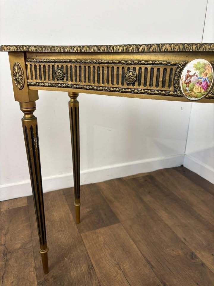 Vintage French Style Faux Marble Hall Table photo vintage