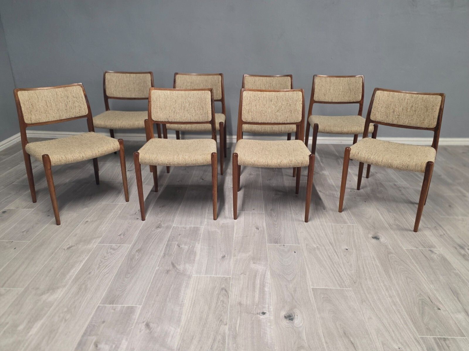 Set Of 8 Danish Rosewood Mid Century Dining Chairs By Niels Otto Moller photo Furniture