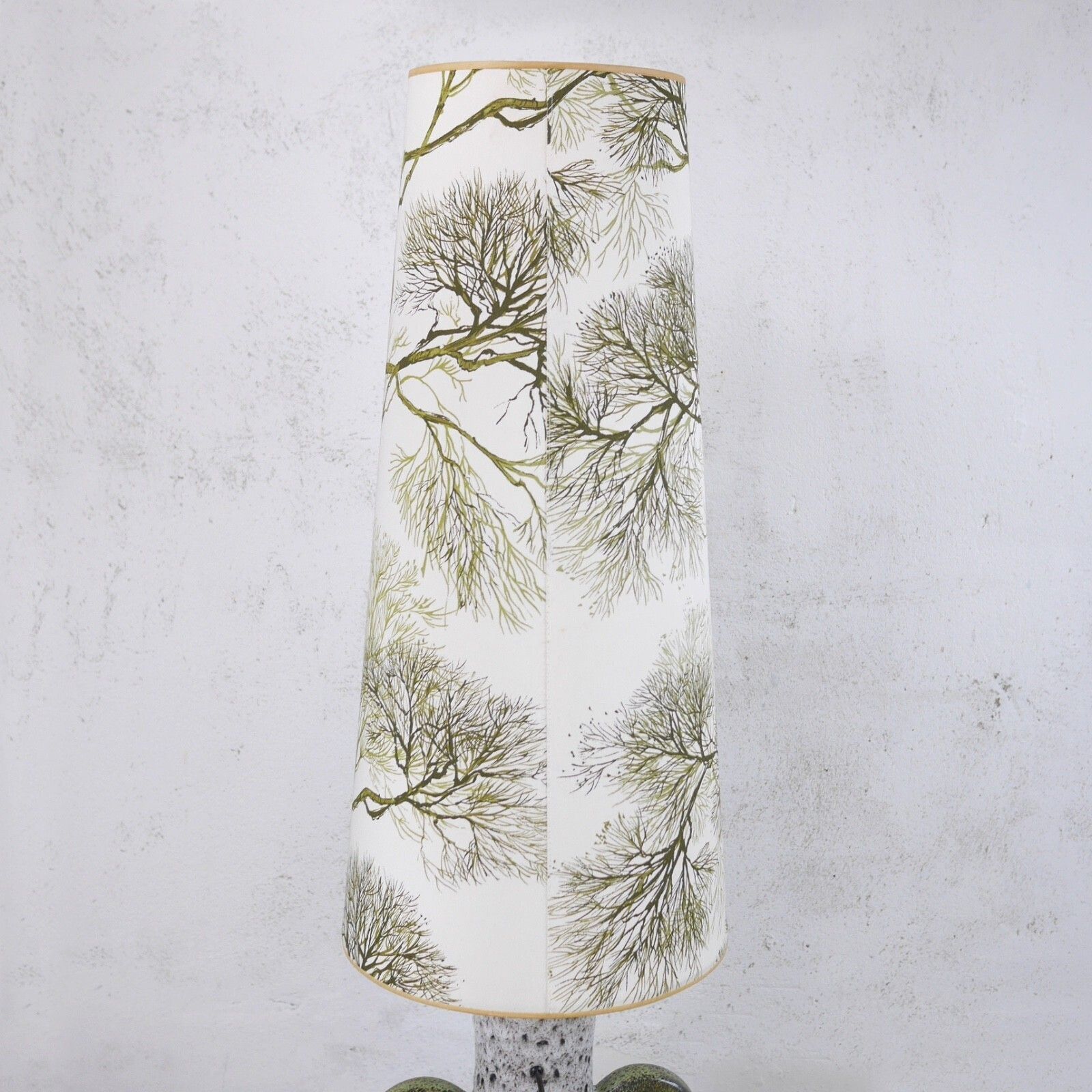 photo vinterior Mid Century Green Fat Lava Studio Pottery Floor Lamp Shade West Germany #103095