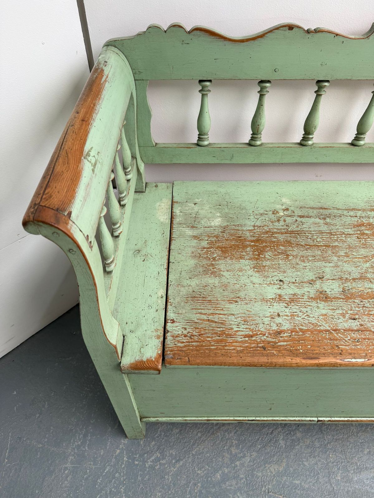 photo vinterior The Best Ever Painted Green Early Georgian Original Hungarian 3 Seater Bench