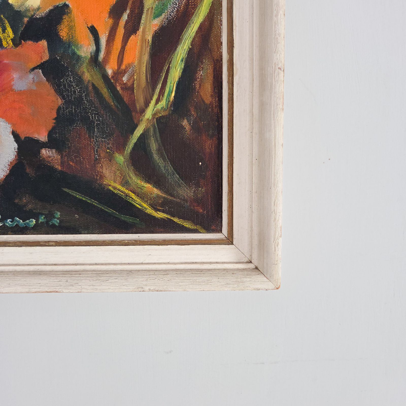 Mid Century Impresisonist Floral Oil Painting photo vinterior