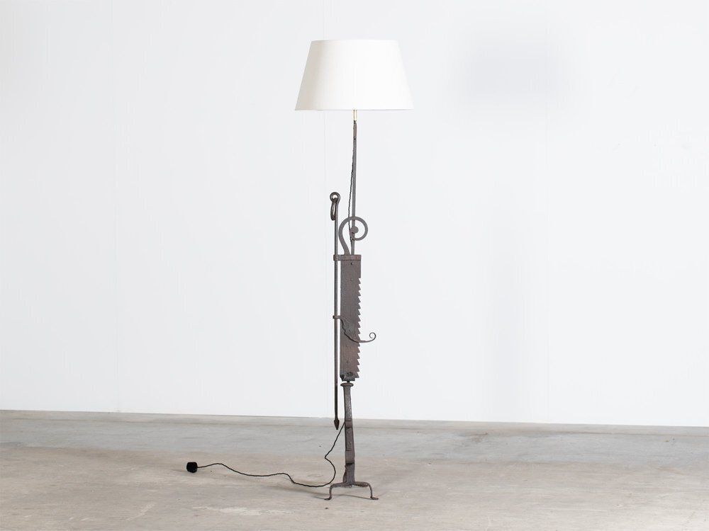 French Folk Art Floor Lamp, Early 20th Century